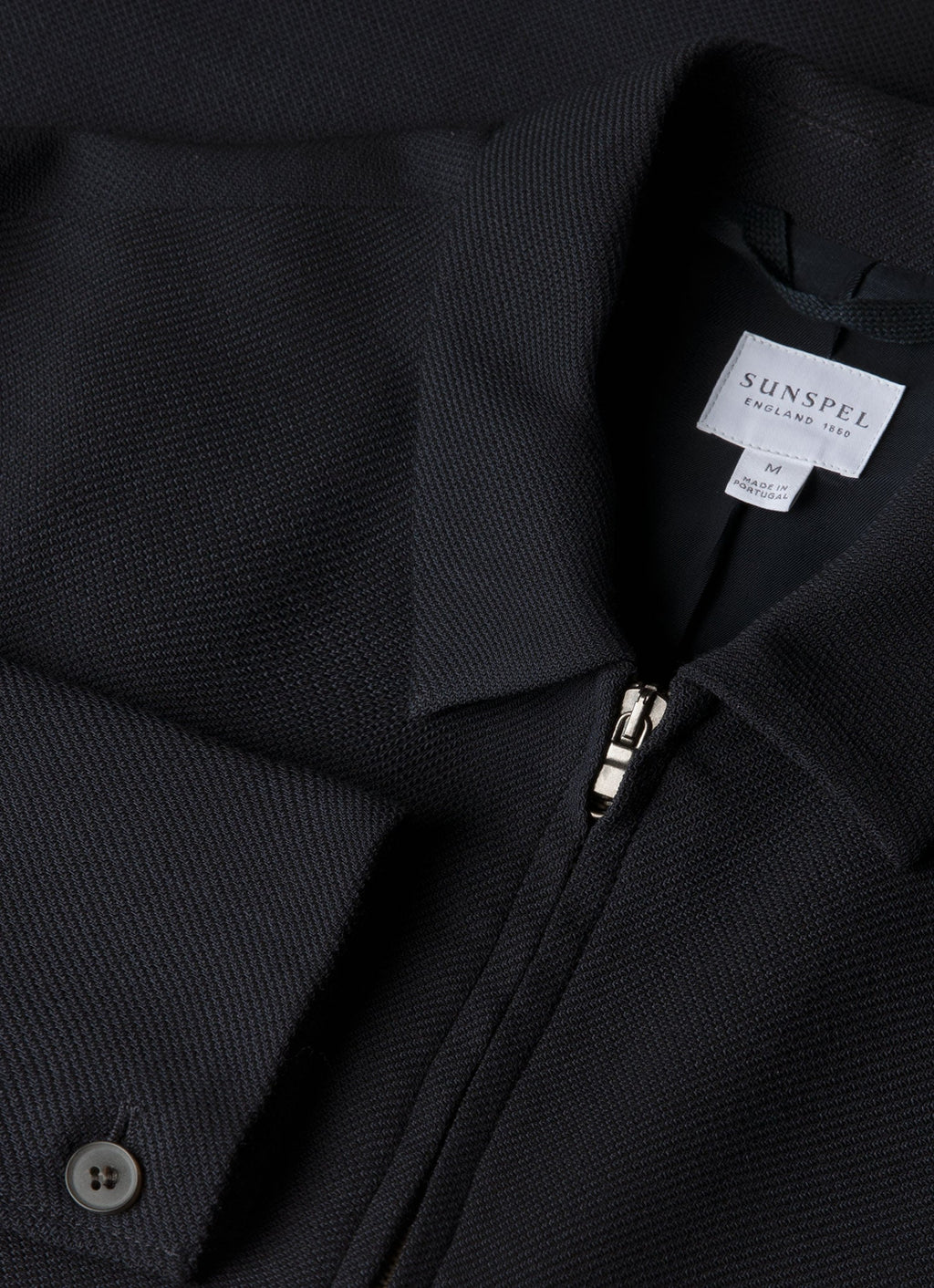 Men's Light Textured Wool Harrington Jacket in Navy