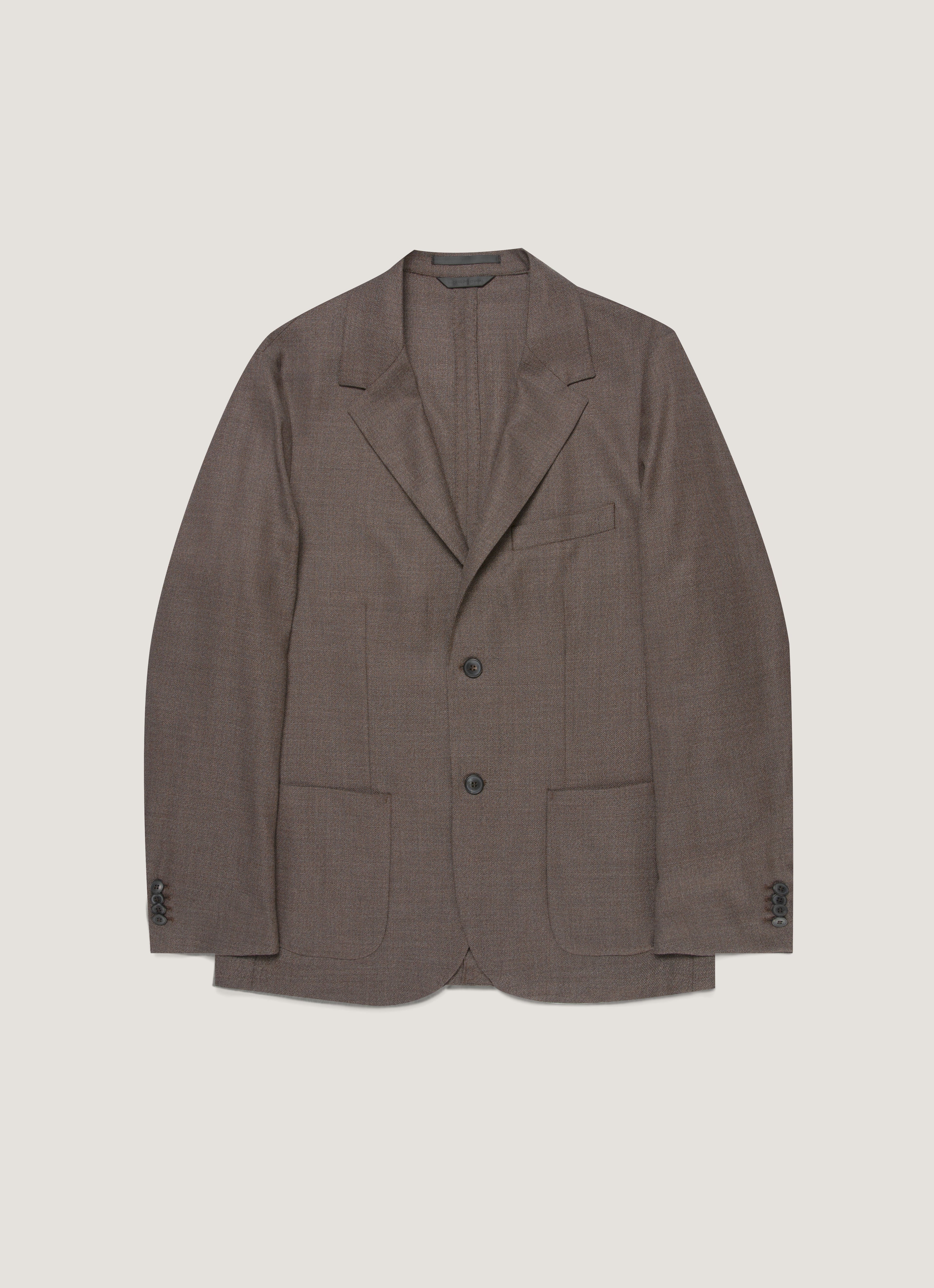 Men's Lightweight Travel Wool Two-Piece Suit in Light Coffee Melange
