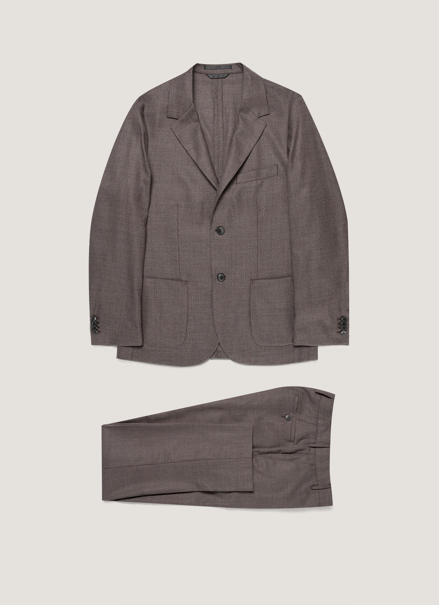 Men's Lightweight Travel Wool Two-Piece Suit in Light Coffee Melange