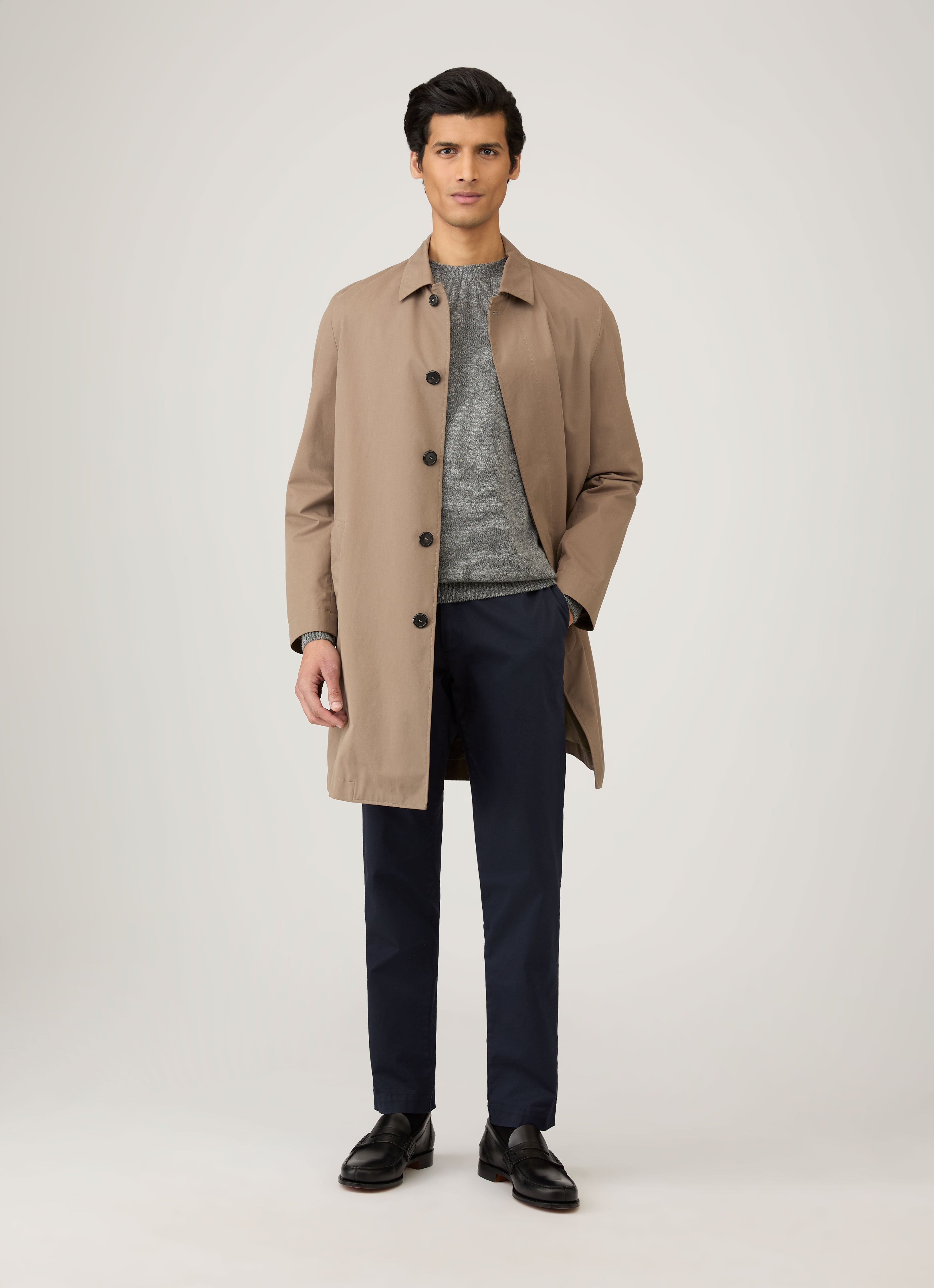 Men's Lambswool Crew Neck Jumper in Mid Grey Melange