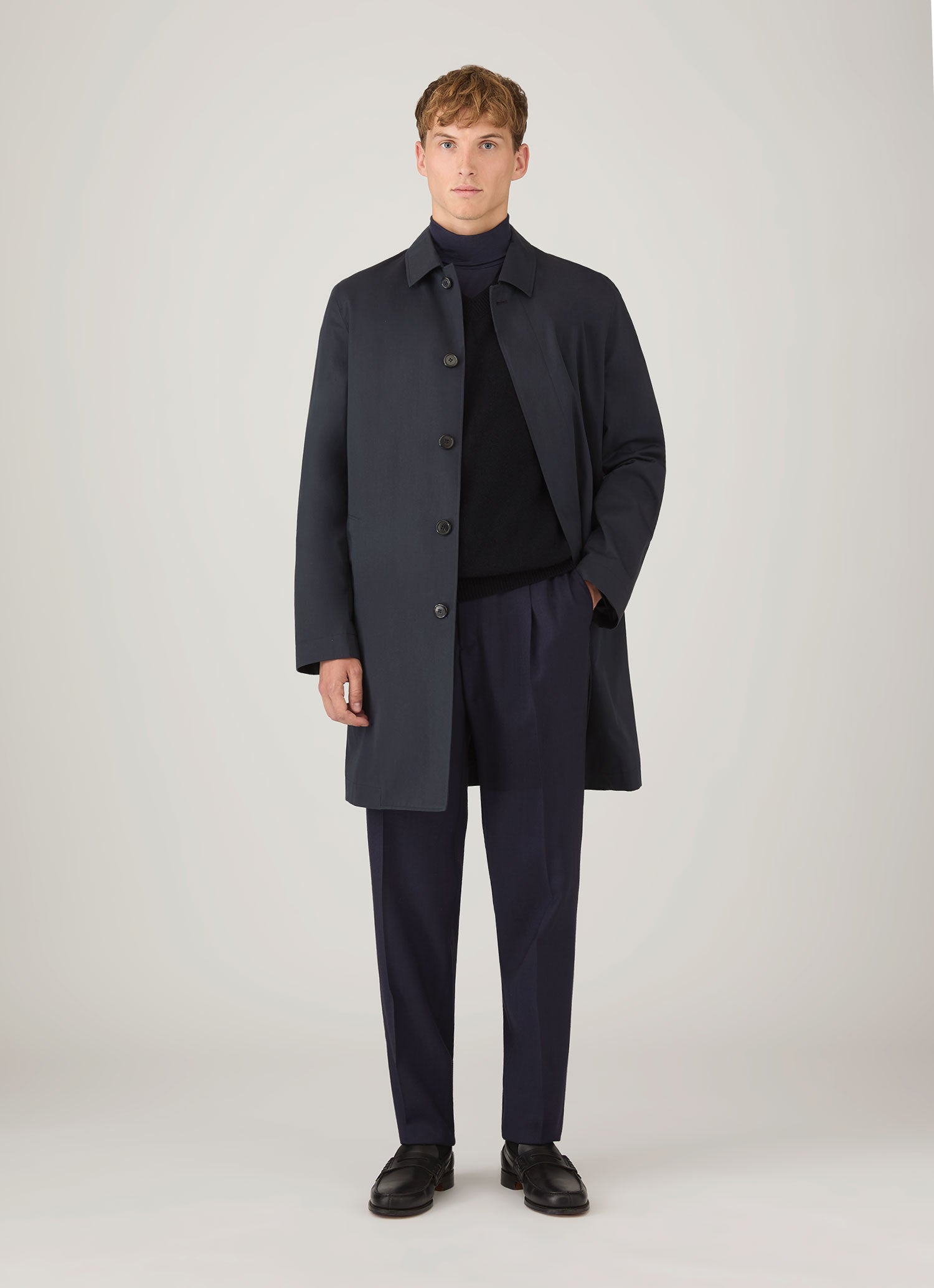 Men's Lambswool Vest in Dark Navy Mouline