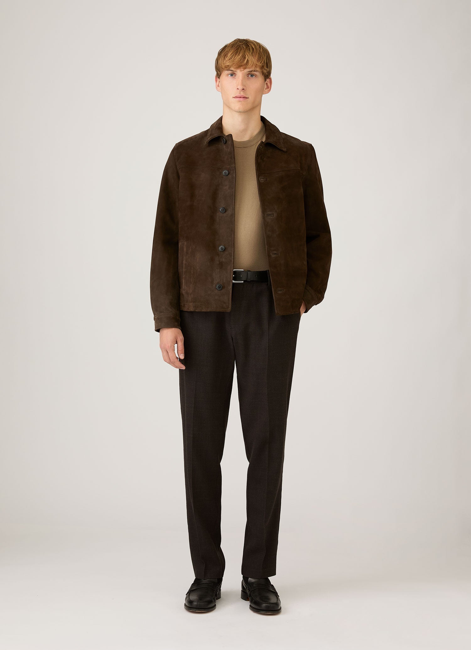 Men's Lightweight Cotton Jumper in Dark Stone