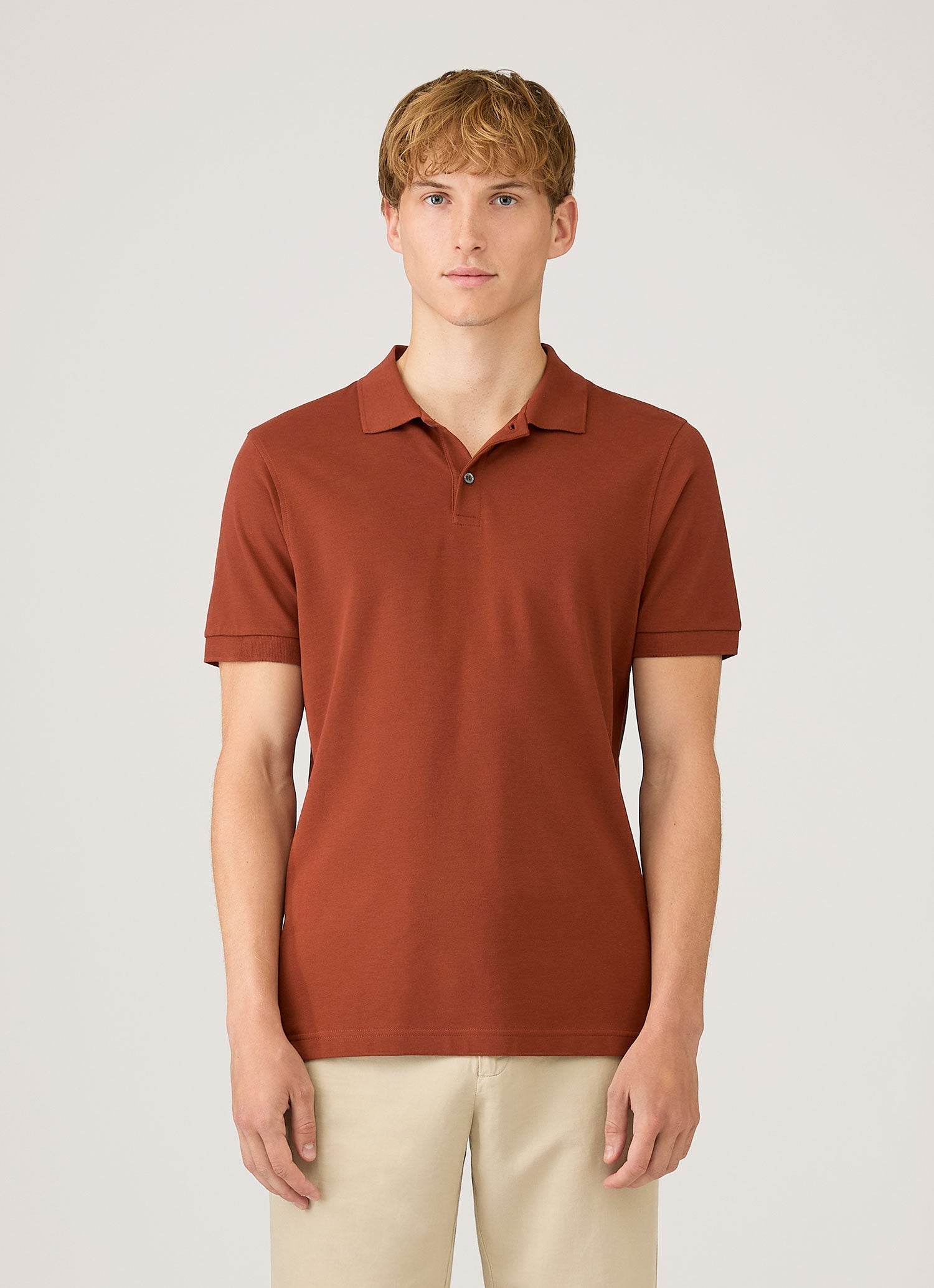 Men's Piqu¨¦ Polo Shirt in Rust