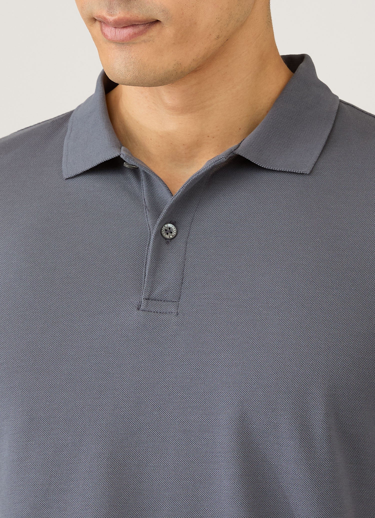 Men's Piqu¨¦ Polo Shirt in Slate Blue