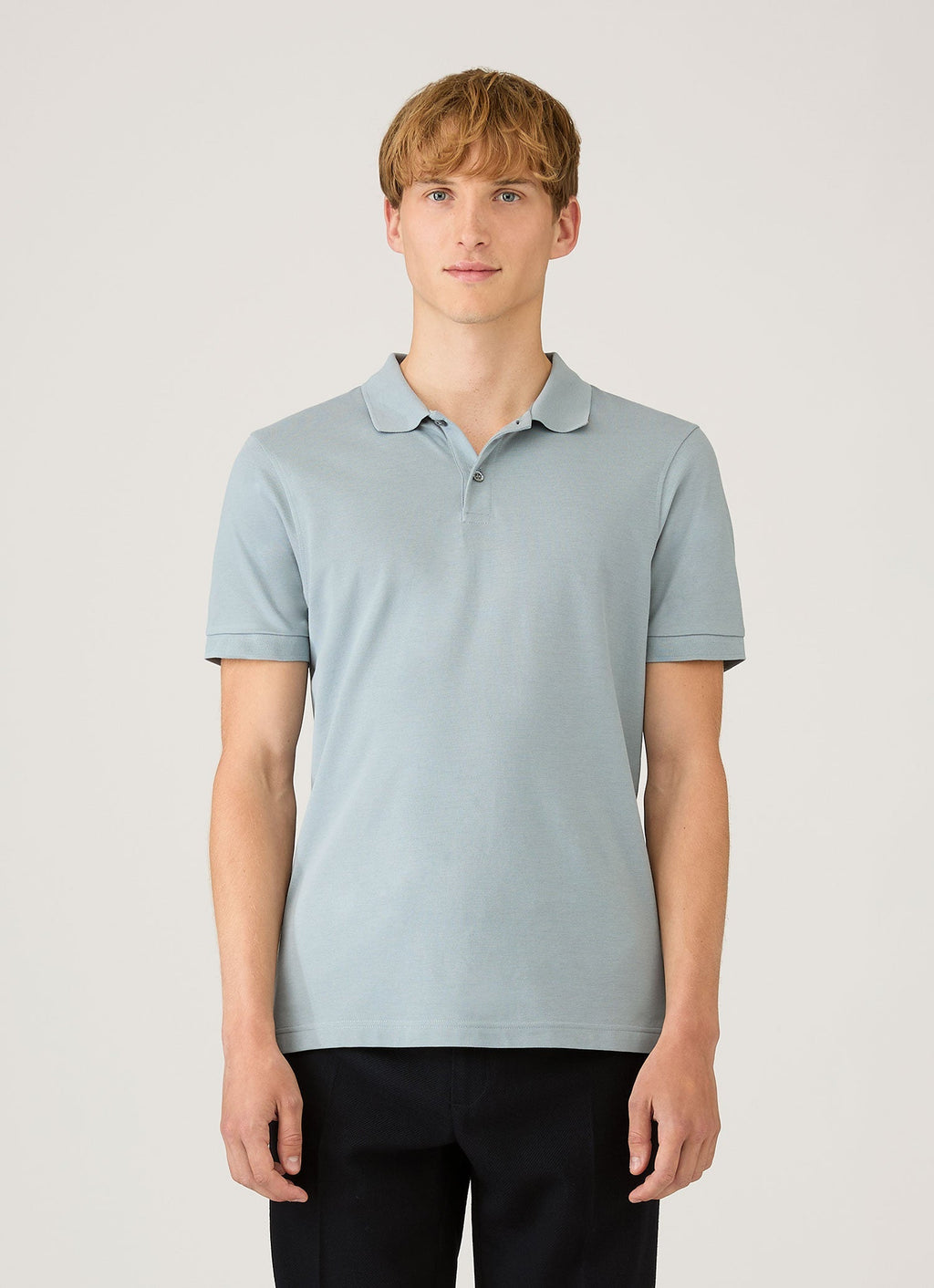 Men's Piqu¨¦ Polo Shirt in Stone Blue