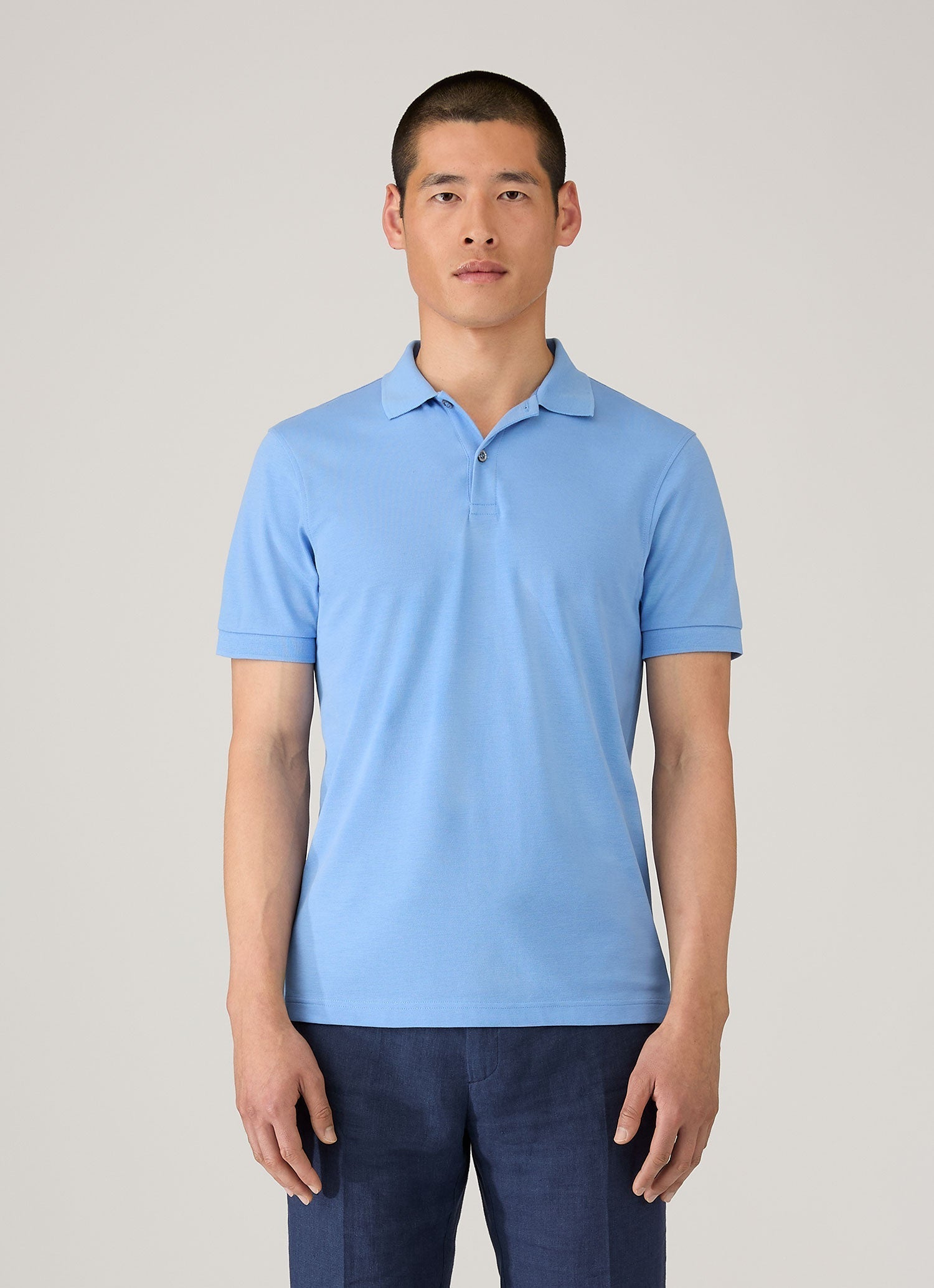 Men's Piqu¨¦ Polo Shirt in Azure Blue