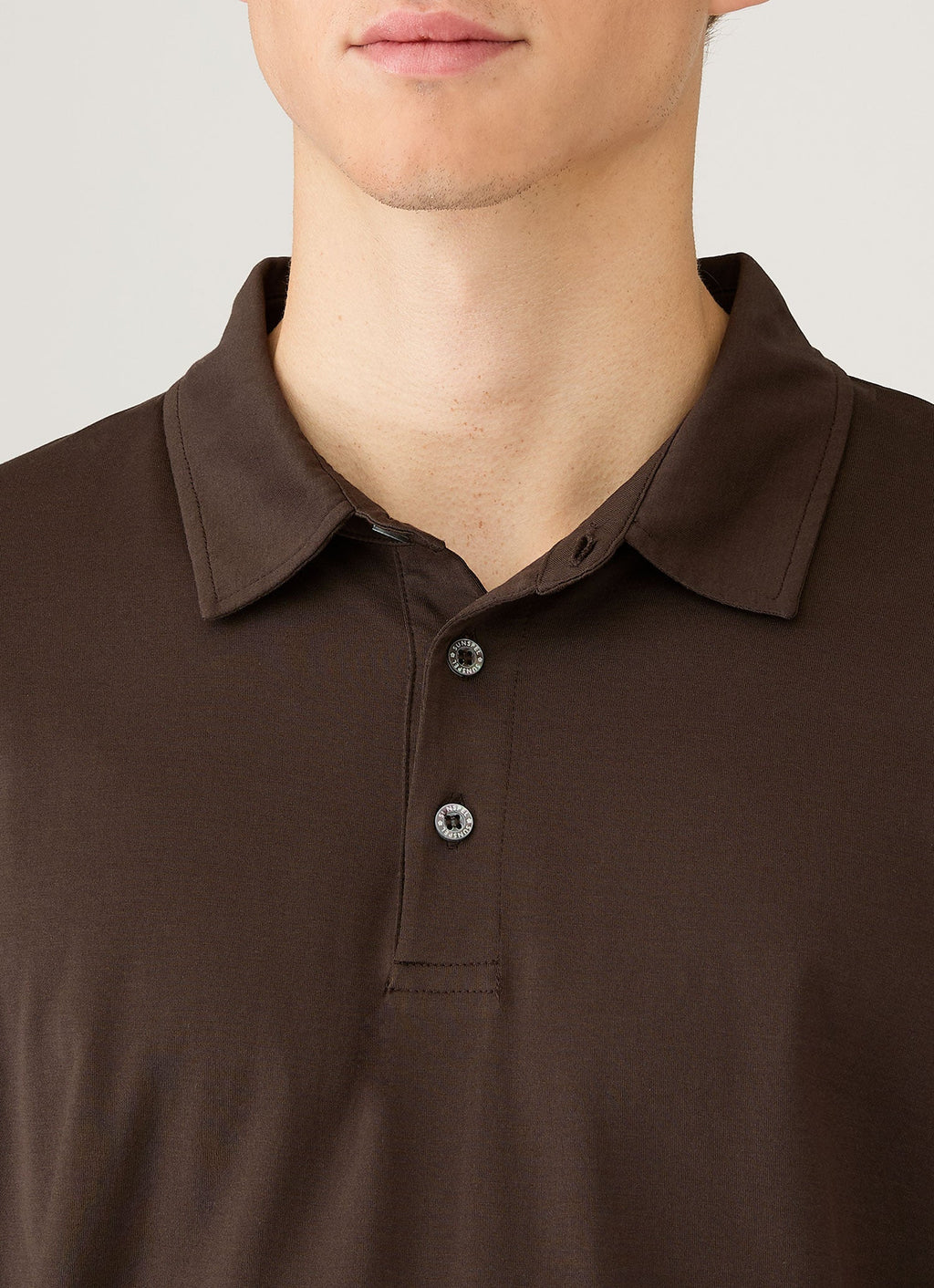 Men's Long Sleeve Classic Jersey Polo Shirt in Dark Chocolate
