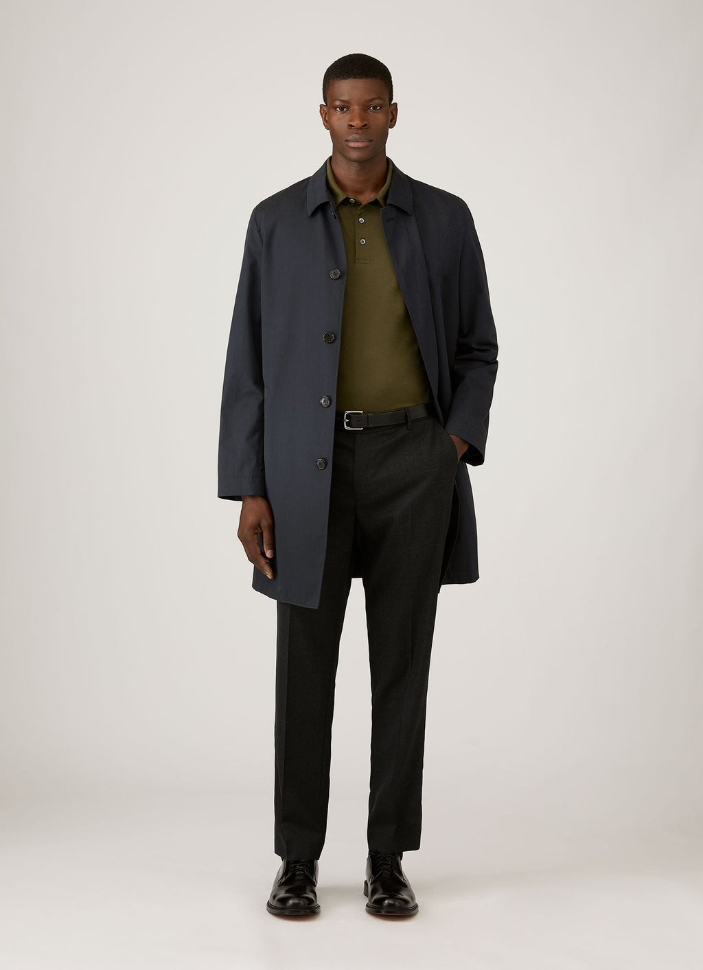 Men's Long Sleeve Classic Jersey Polo Shirt in Deep Olive