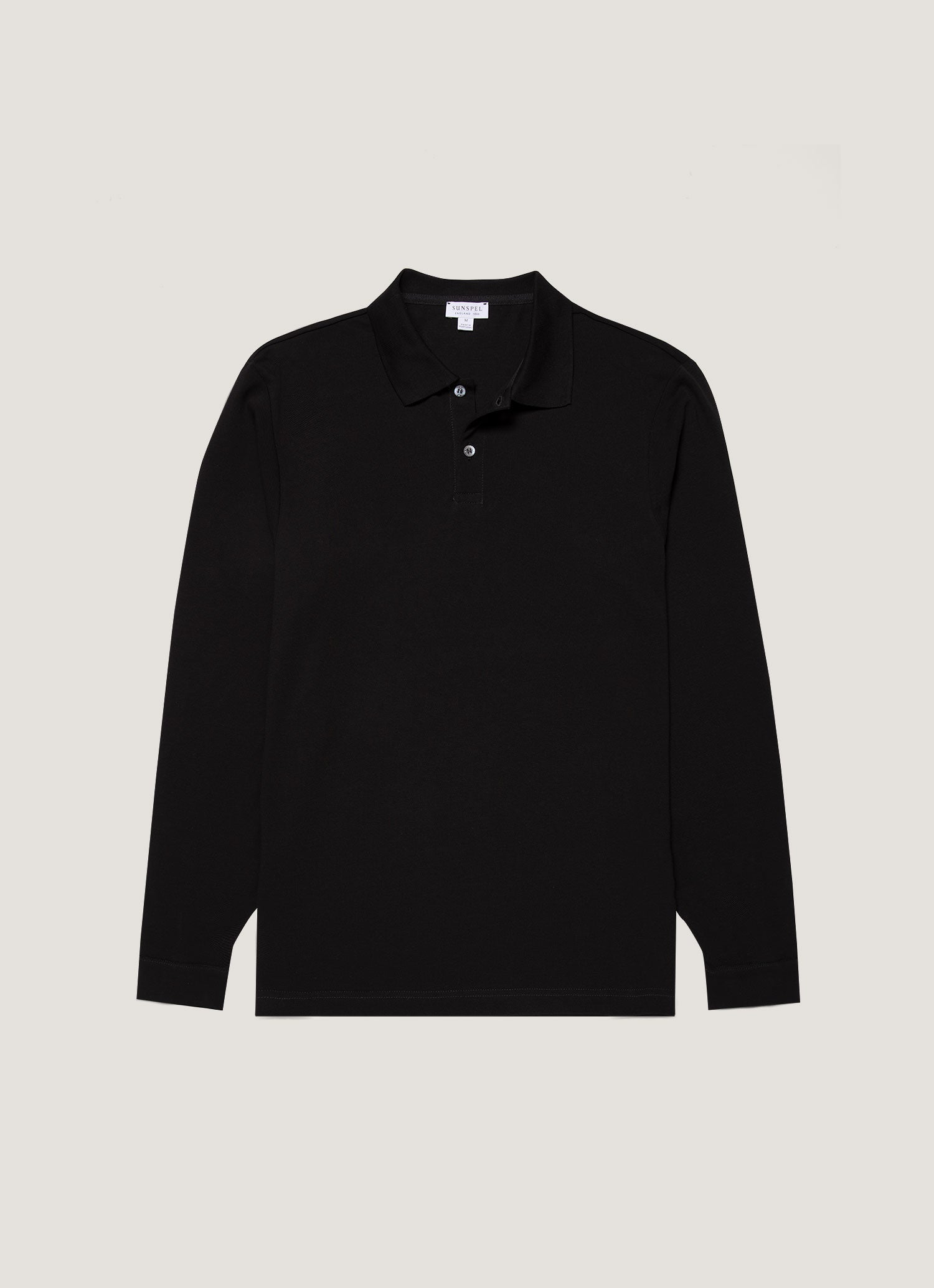 Men's Long Sleeve Piqu¨¦ Polo Shirt in Black