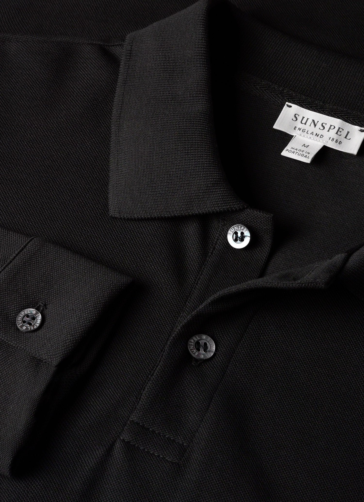 Men's Long Sleeve Piqu¨¦ Polo Shirt in Black