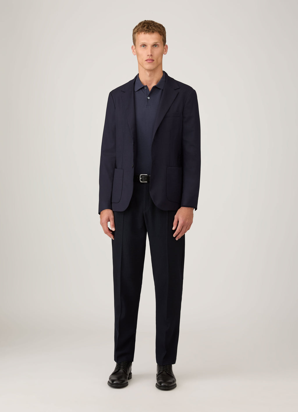 Men's Long Sleeve Piqu¨¦ Polo Shirt in Navy