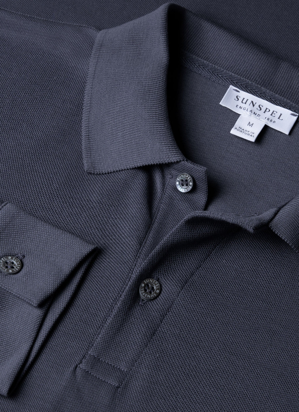 Men's Long Sleeve Piqu¨¦ Polo Shirt in Navy