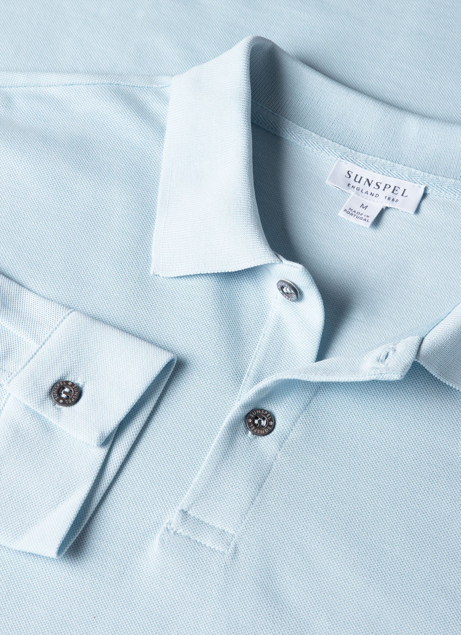 Men's Long Sleeve Piqu¨¦ Polo Shirt in Frost Blue