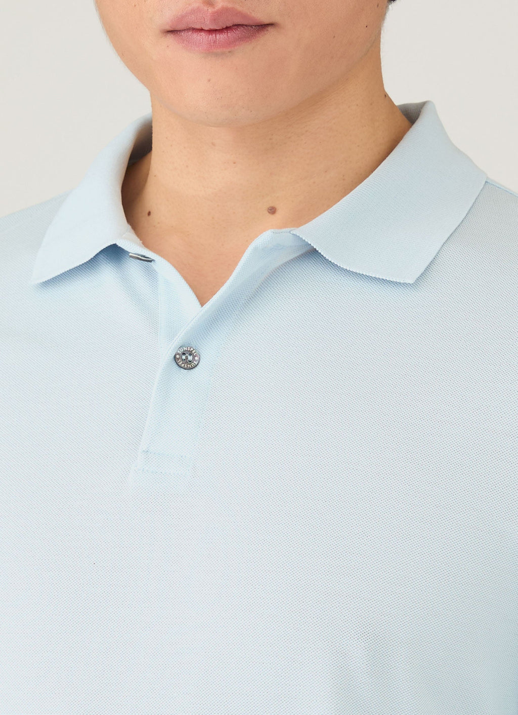 Men's Long Sleeve Piqu¨¦ Polo Shirt in Frost Blue
