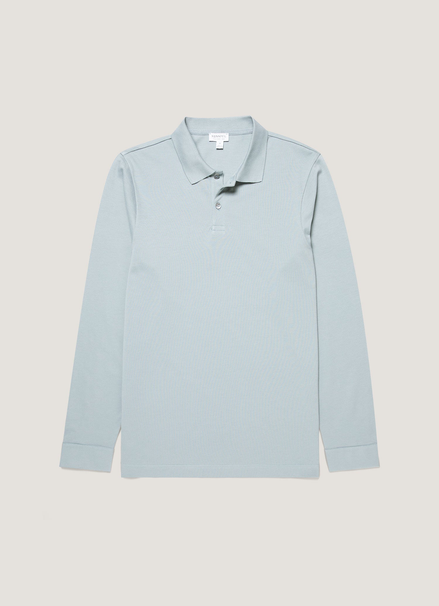 Men's Long Sleeve Piqu¨¦ Polo Shirt in Stone Blue