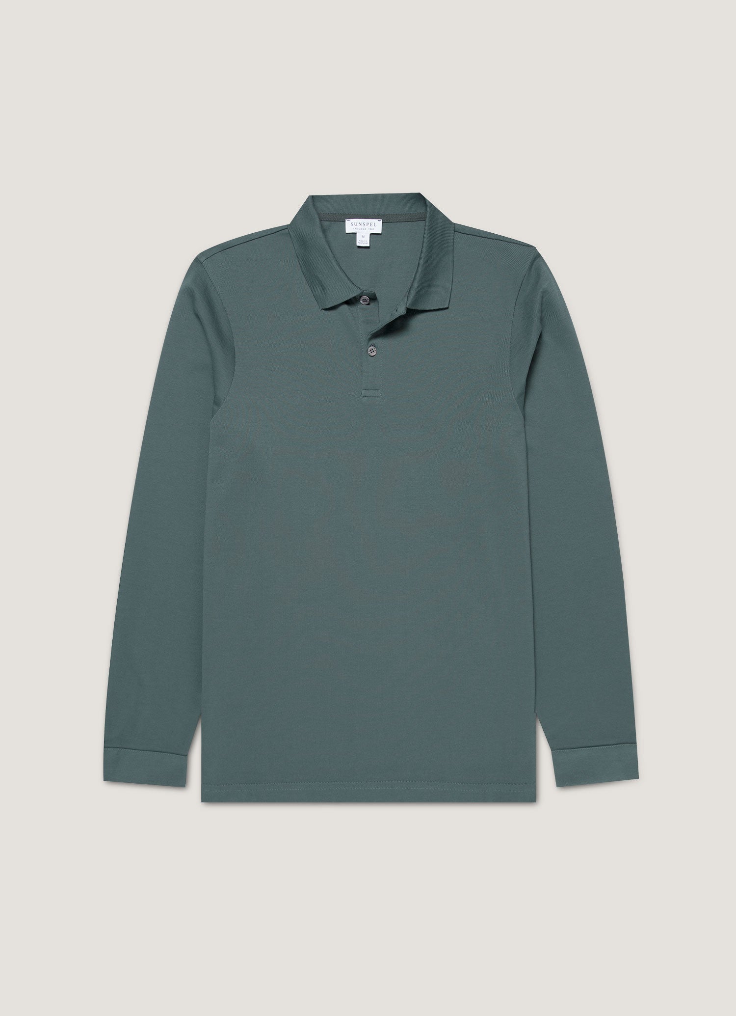Men's Long Sleeve Piqu¨¦ Polo Shirt in Dark Petrol