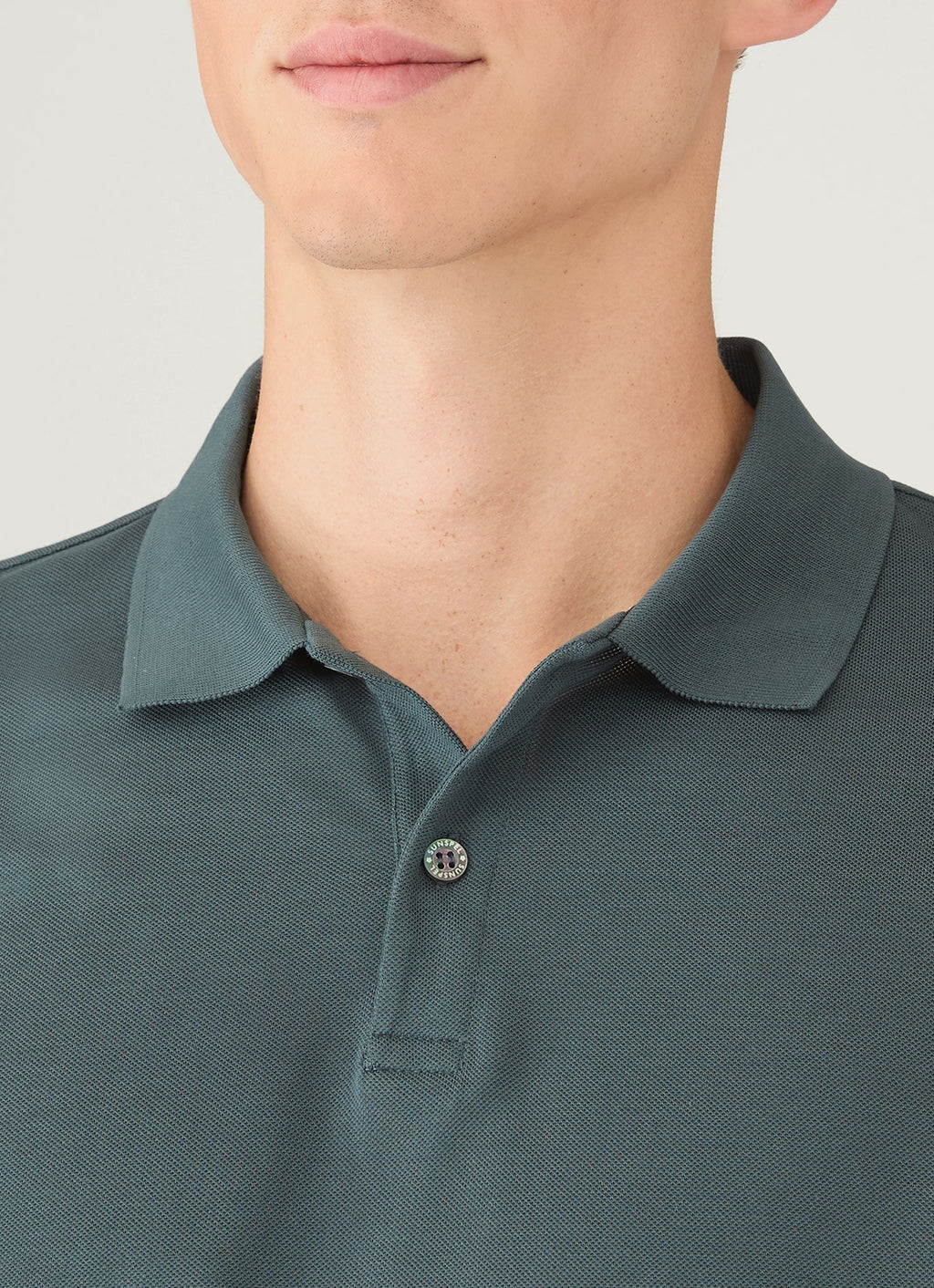 Men's Long Sleeve Piqu¨¦ Polo Shirt in Dark Petrol