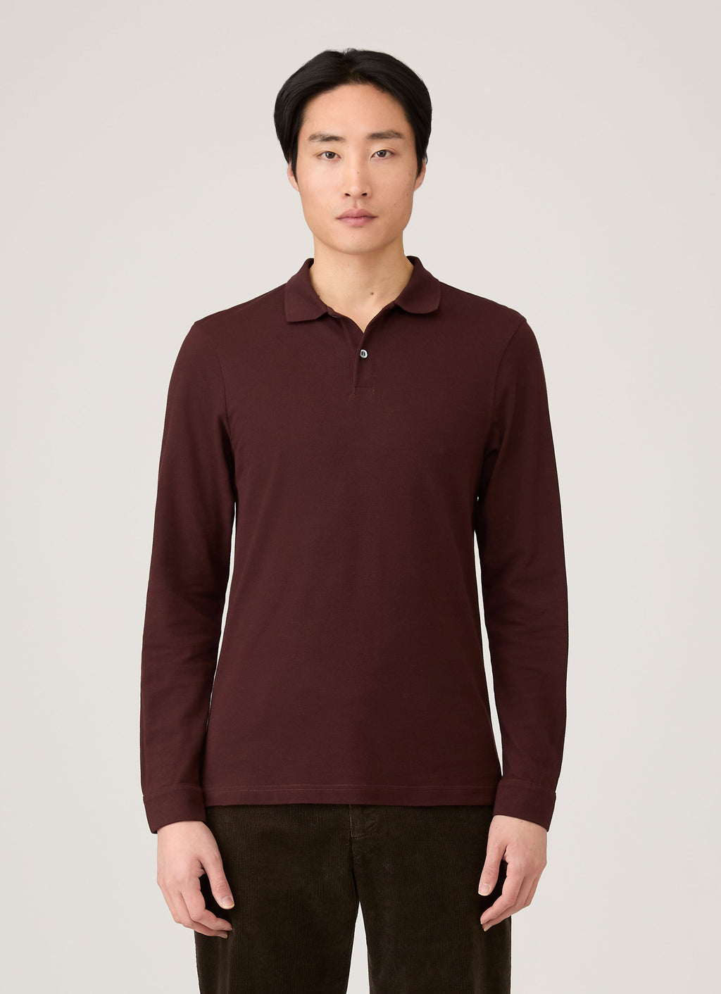 Men's Long Sleeve Piqu¨¦ Polo Shirt in Bakelite