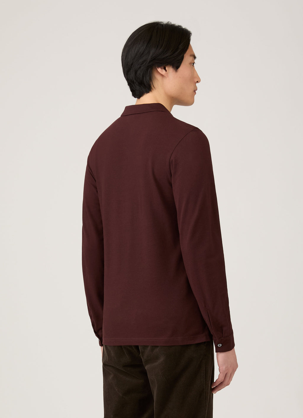 Men's Long Sleeve Piqu¨¦ Polo Shirt in Bakelite