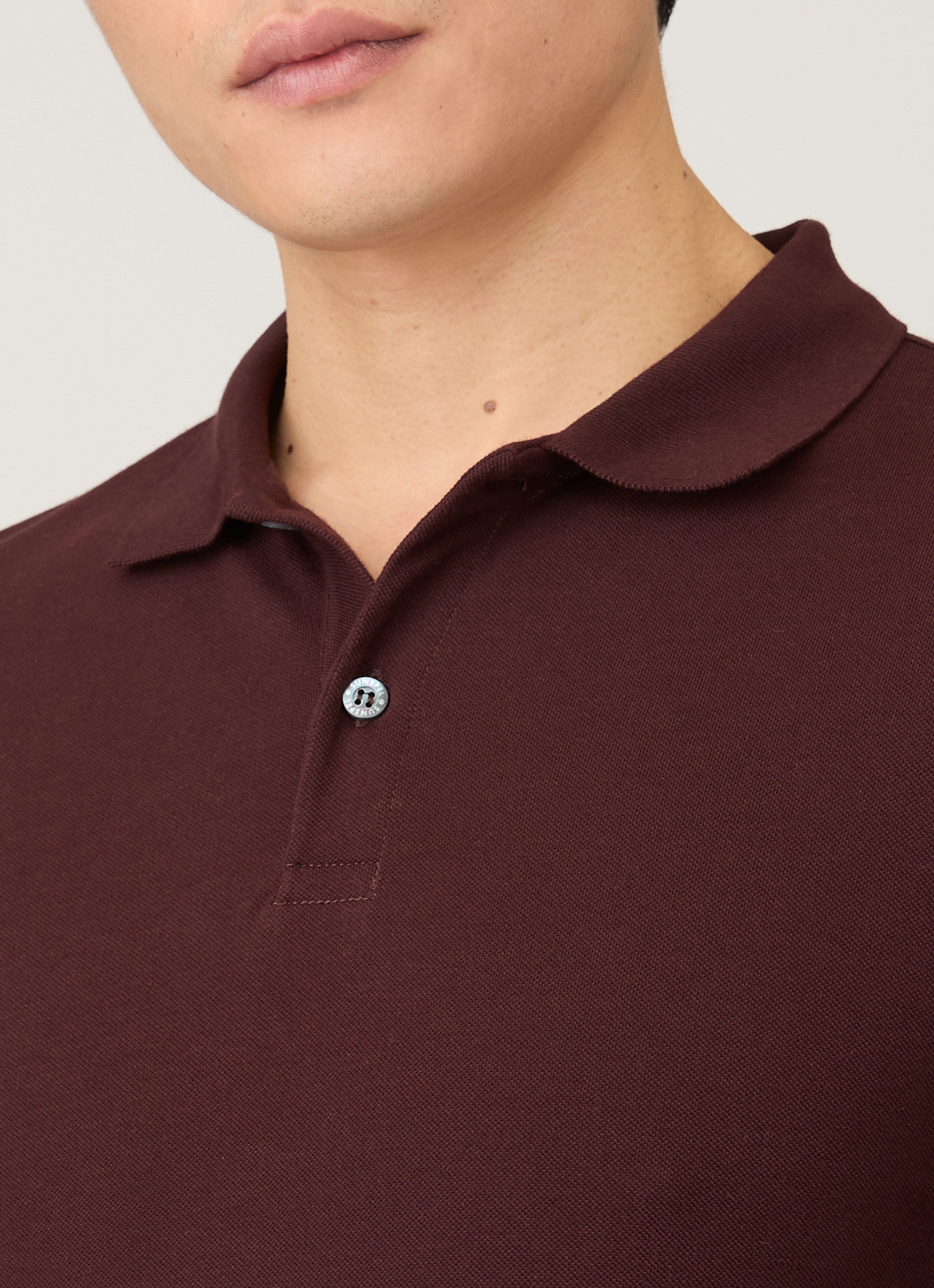 Men's Long Sleeve Piqu¨¦ Polo Shirt in Bakelite