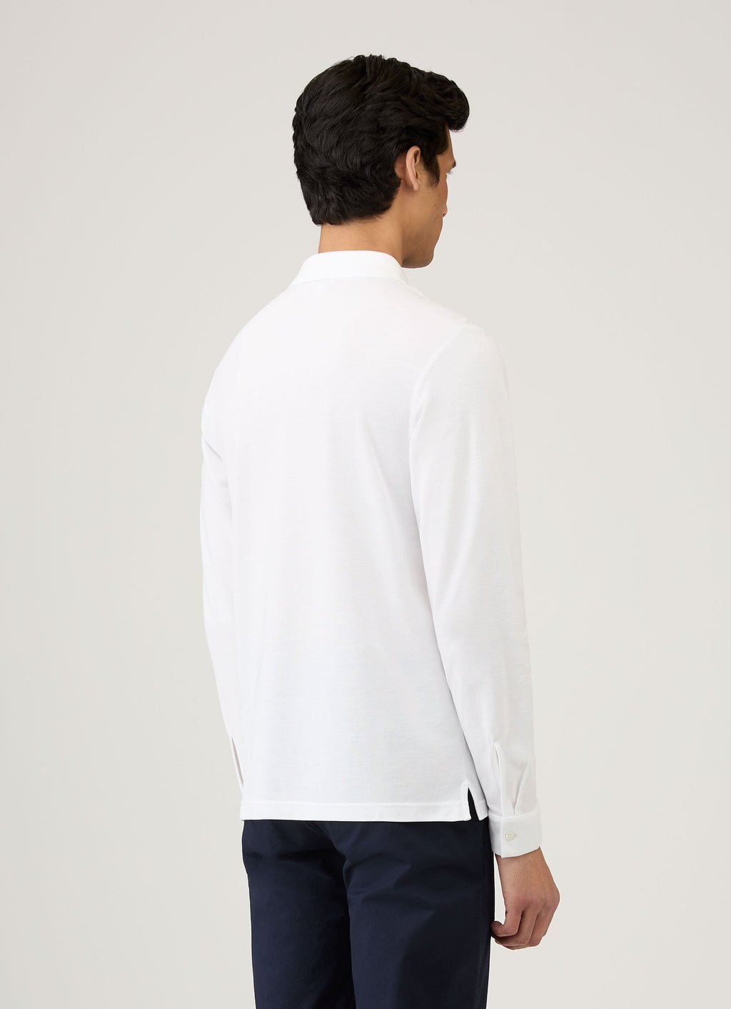 Men's Long Sleeve Piqu¨¦ Polo Shirt in White