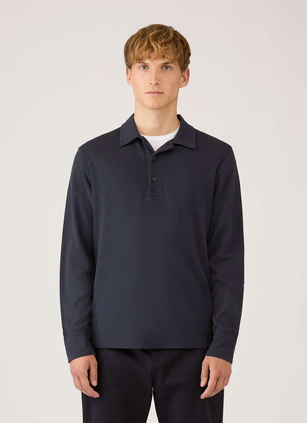Men's Long Sleeve Cellulock Polo Shirt in Navy