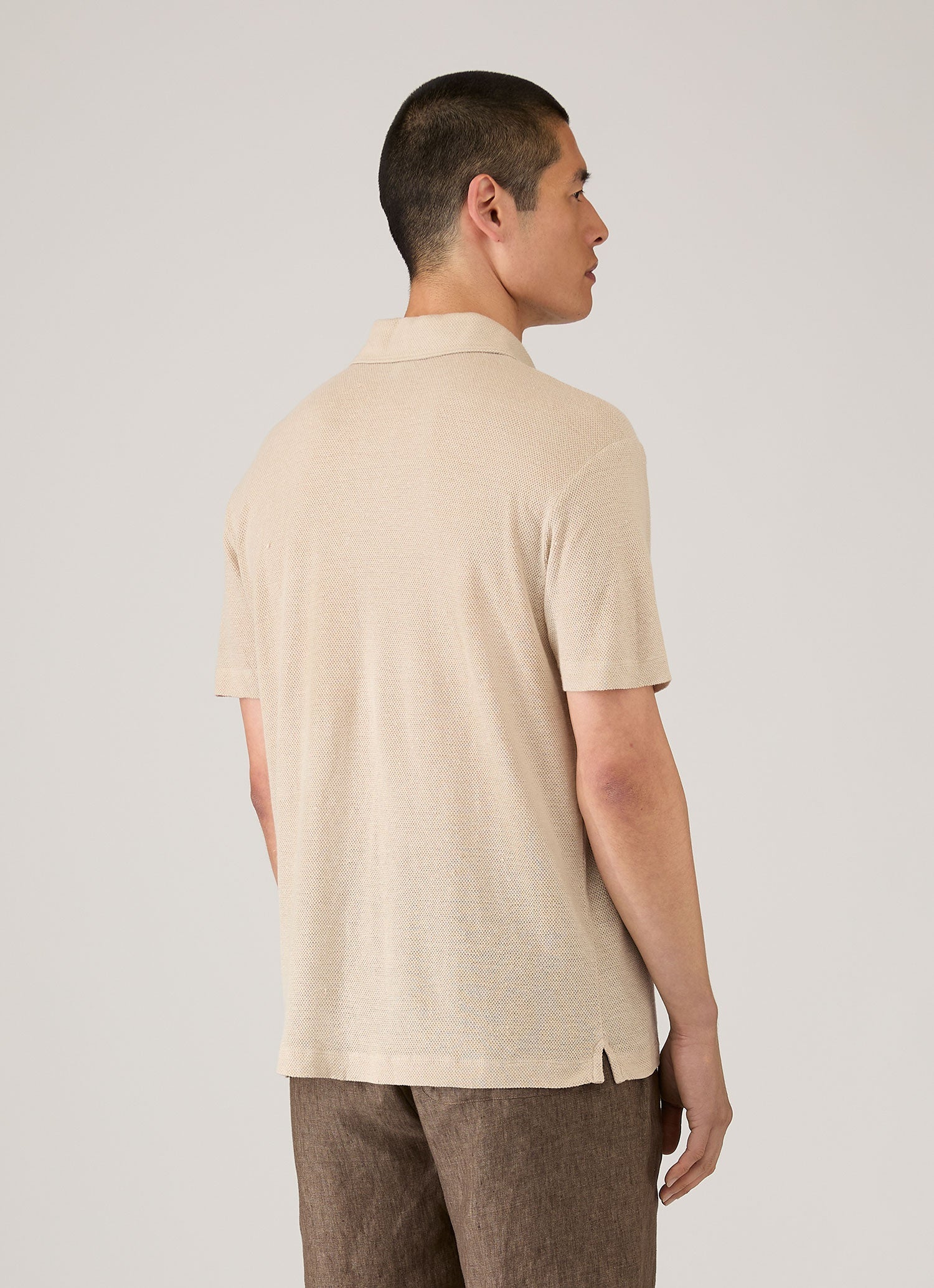 Men's Linen Piqu¨¦ Polo Shirt in Hazelwood