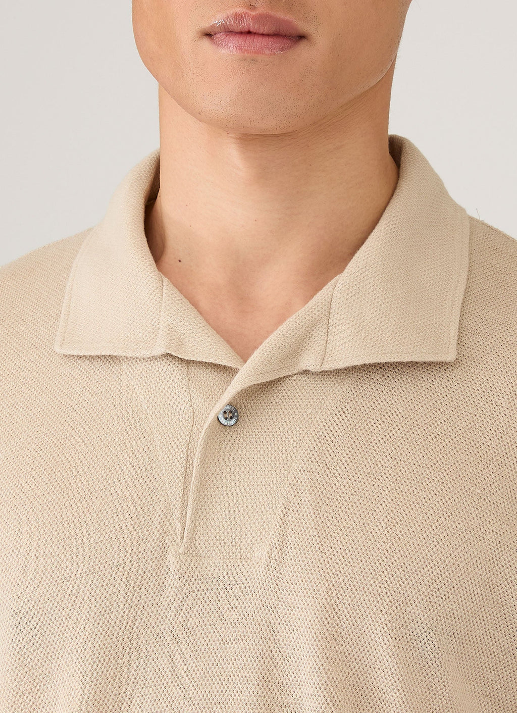Men's Linen Piqu¨¦ Polo Shirt in Hazelwood