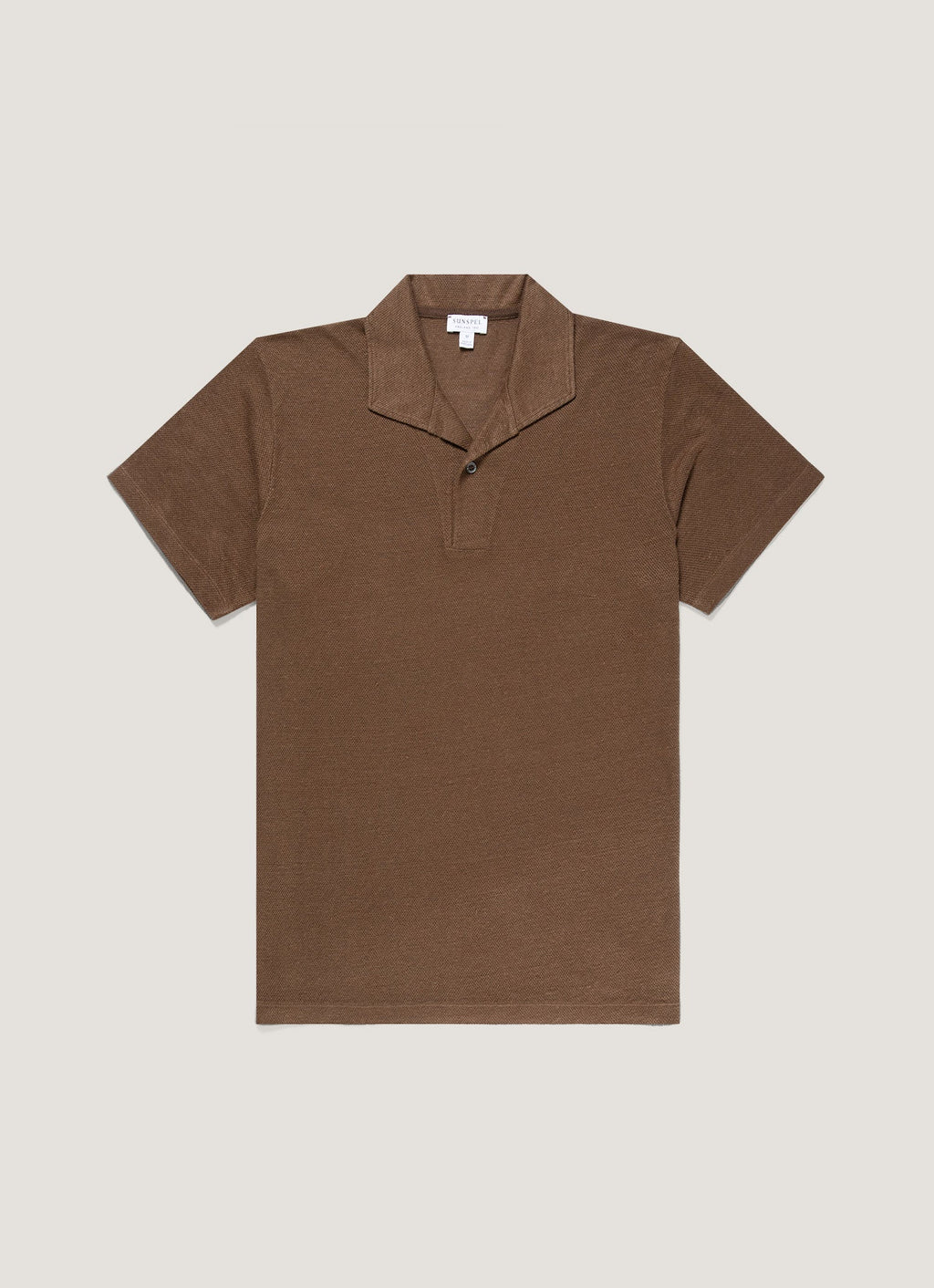 Men's Linen Piqu¨¦ Polo Shirt in Dark Walnut