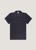 Men's Linen Piqu¨¦ Polo Shirt in Navy