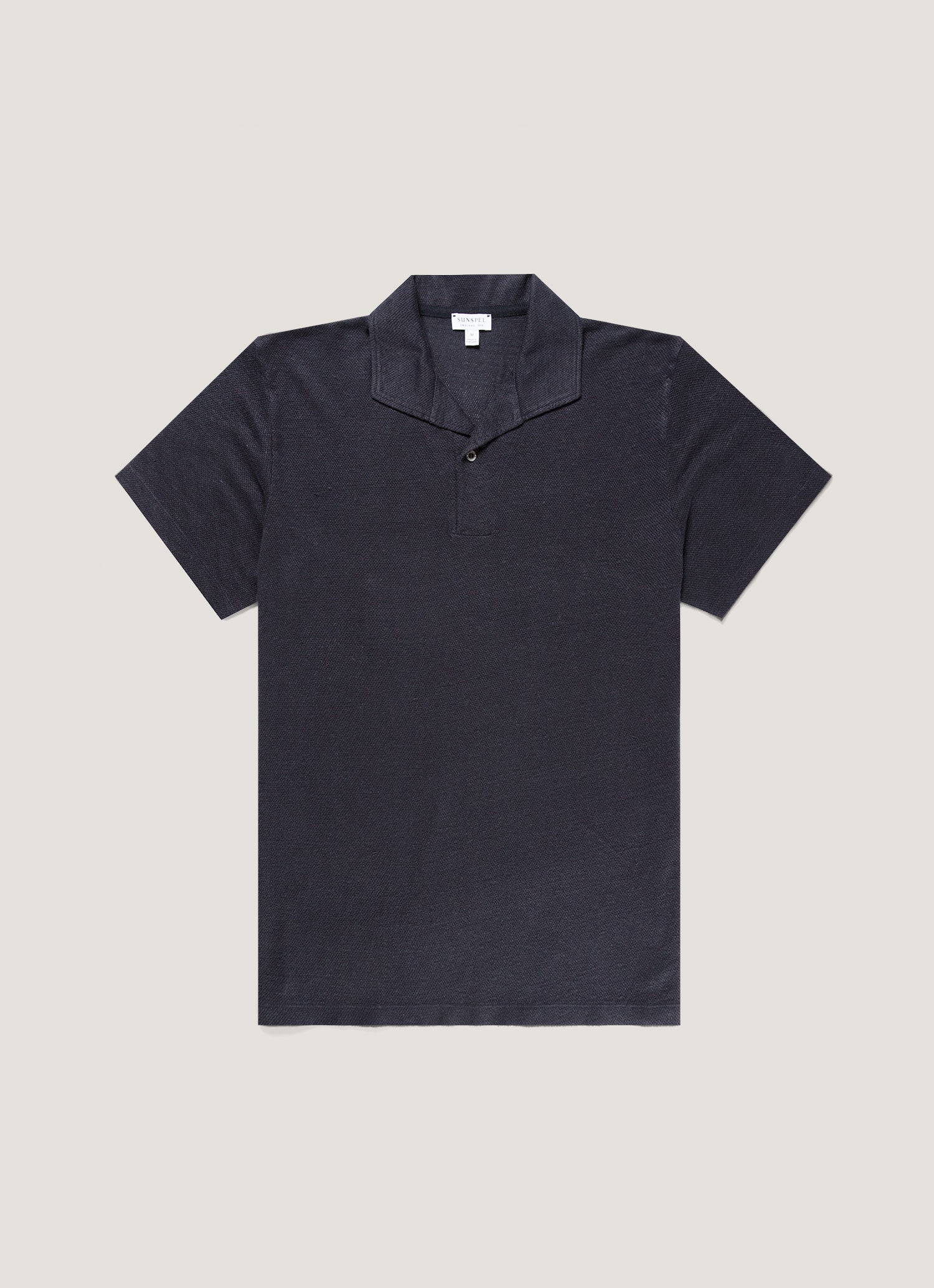 Men's Linen Piqu¨¦ Polo Shirt in Navy