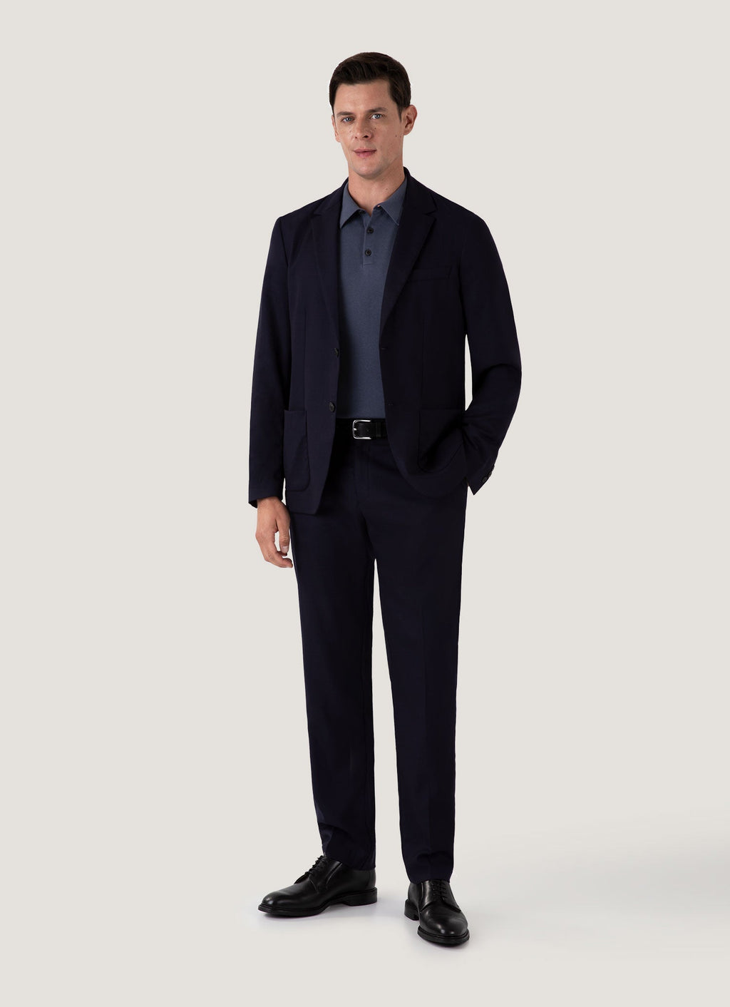 Men's Sea Island Cotton Knit Polo Shirt in Slate Blue