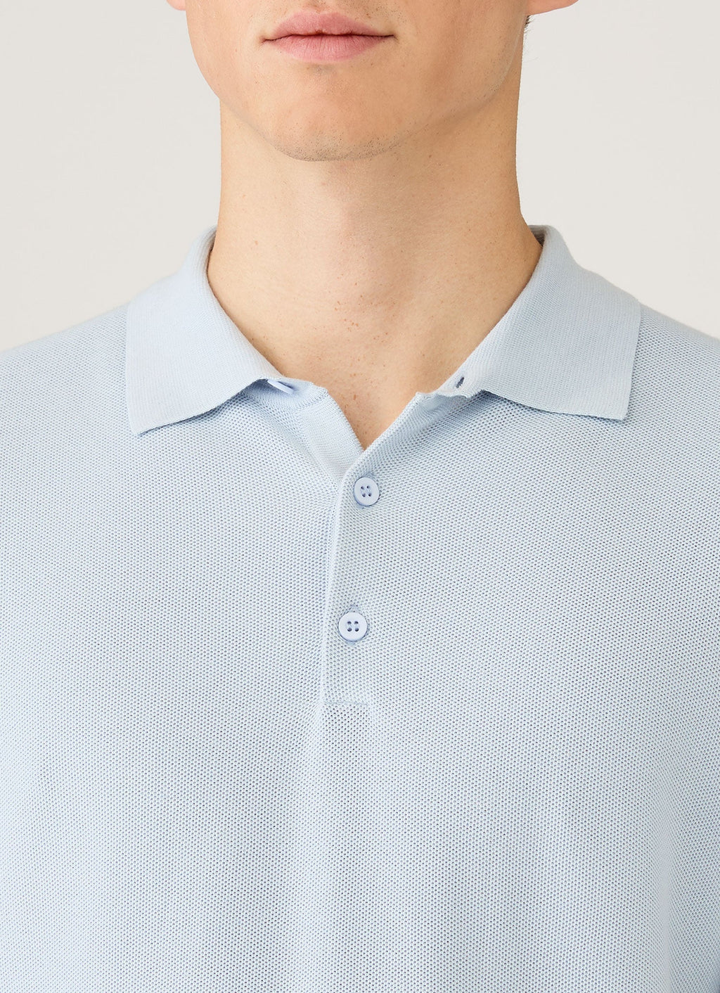 Men's Cotton Knit Polo Shirt in Pastel Blue