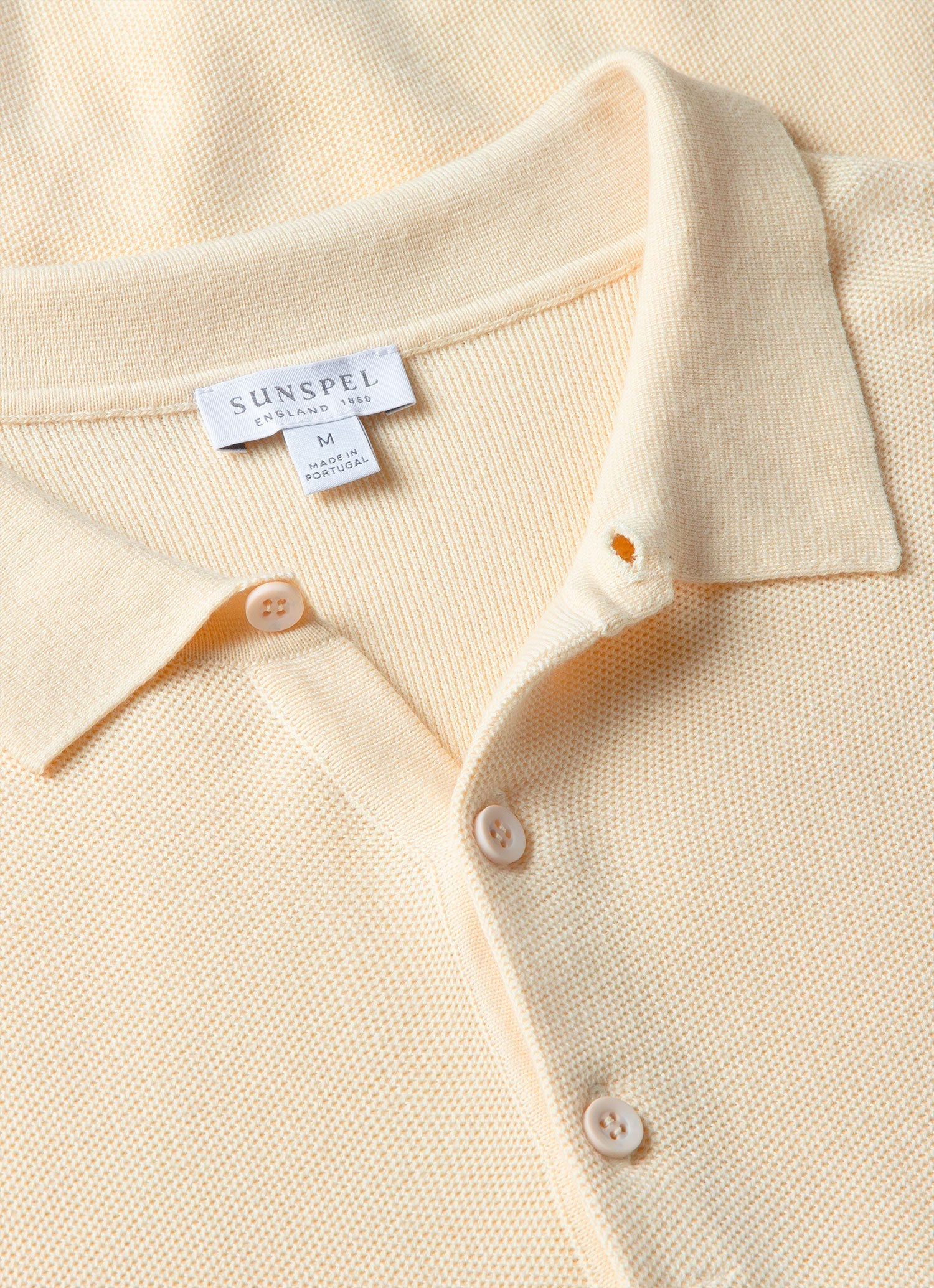 Men's Cotton Knit Polo Shirt in Ecru