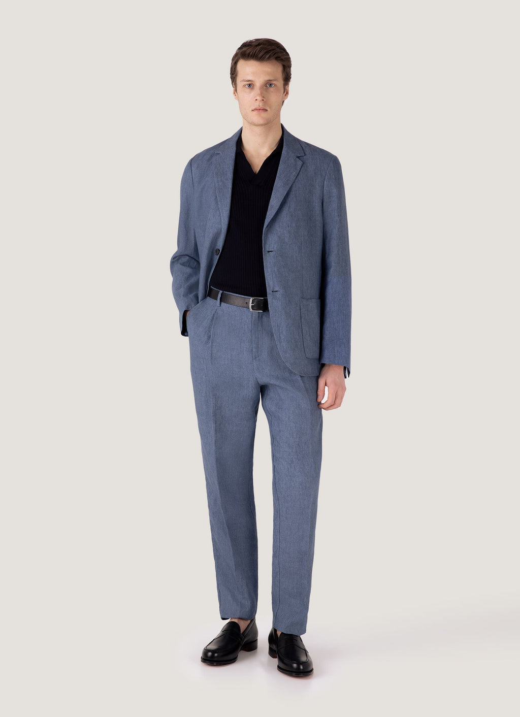 Men's Fine Rib Silk Cotton Polo in Navy
