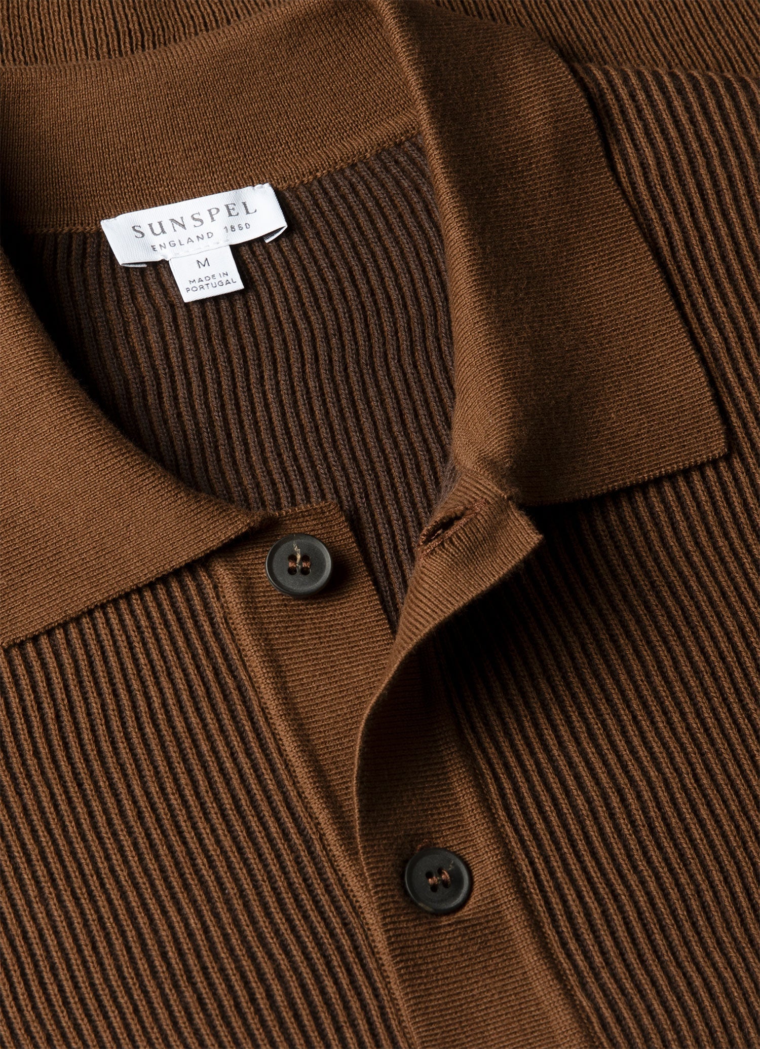 Men's Contrast Rib Polo Shirt in Bronze