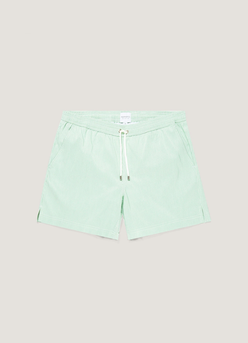 Men's Drawstring Swim Shorts in Bright Green/White