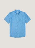 Men's Short Sleeve Linen Shirt in Cool Blue