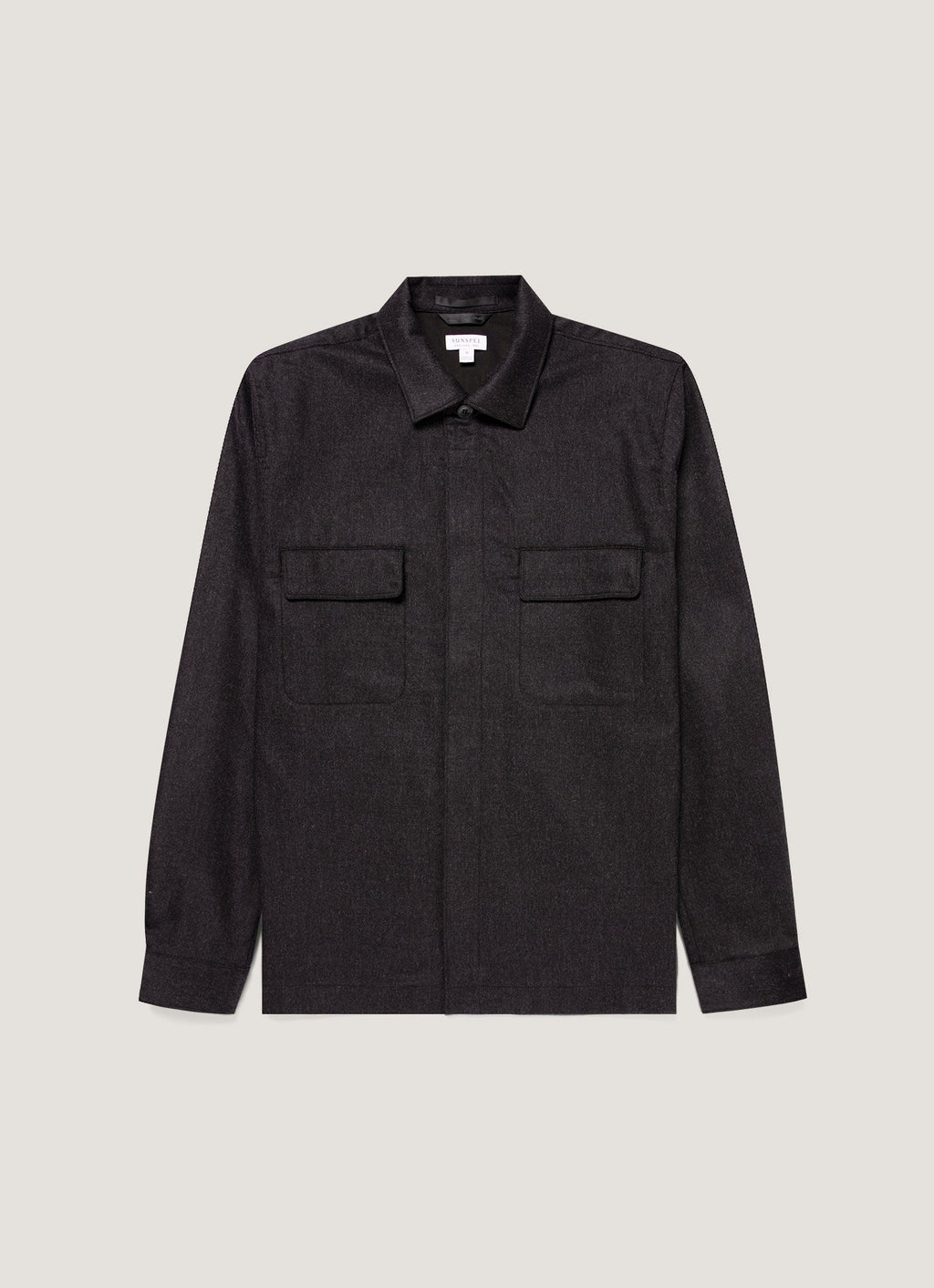 Men's Wool Cashmere Flannel Overshirt in Charcoal Melange