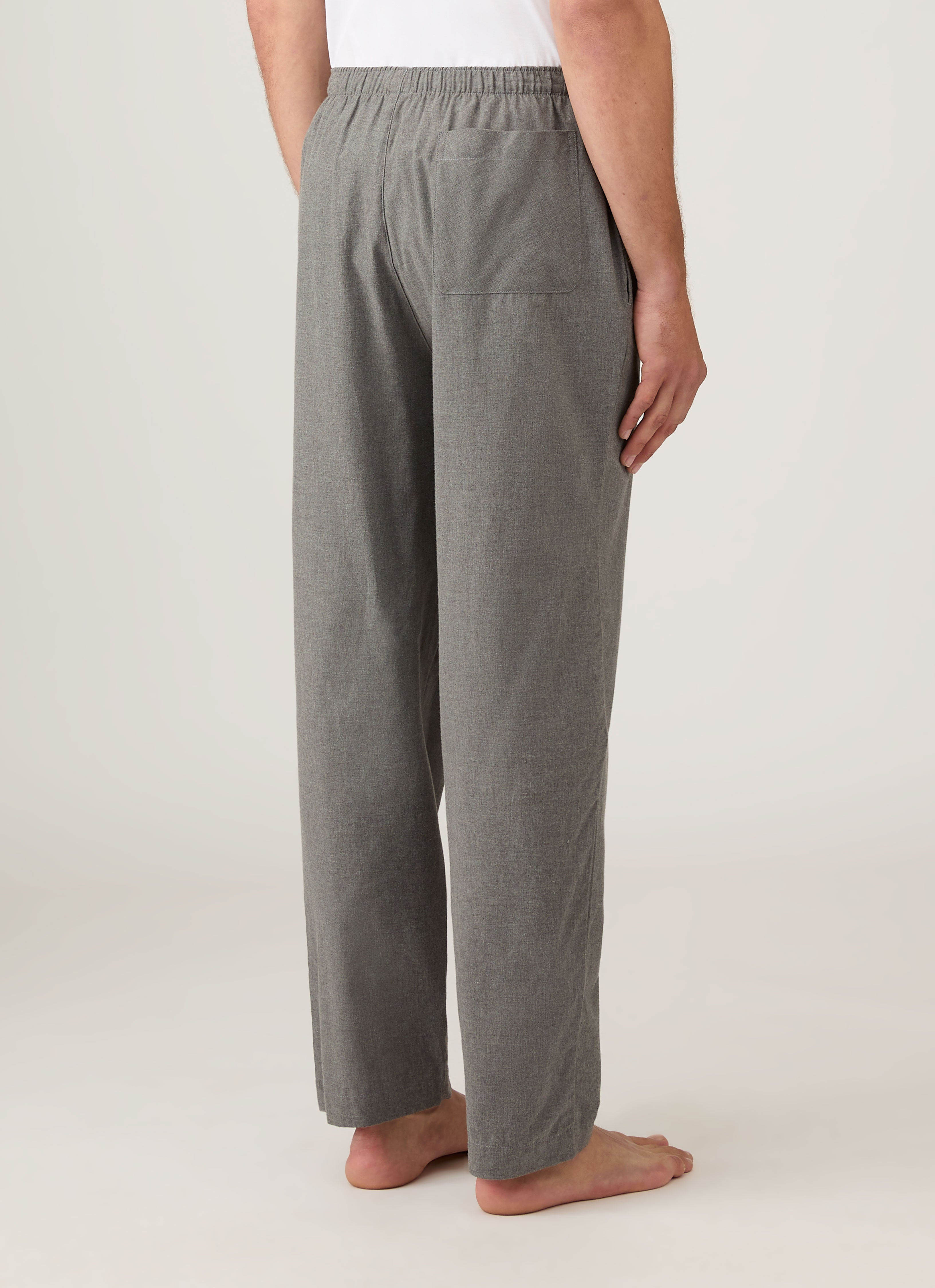 Men's Cotton Flannel Pyjama Trouser in Mid Grey Melange