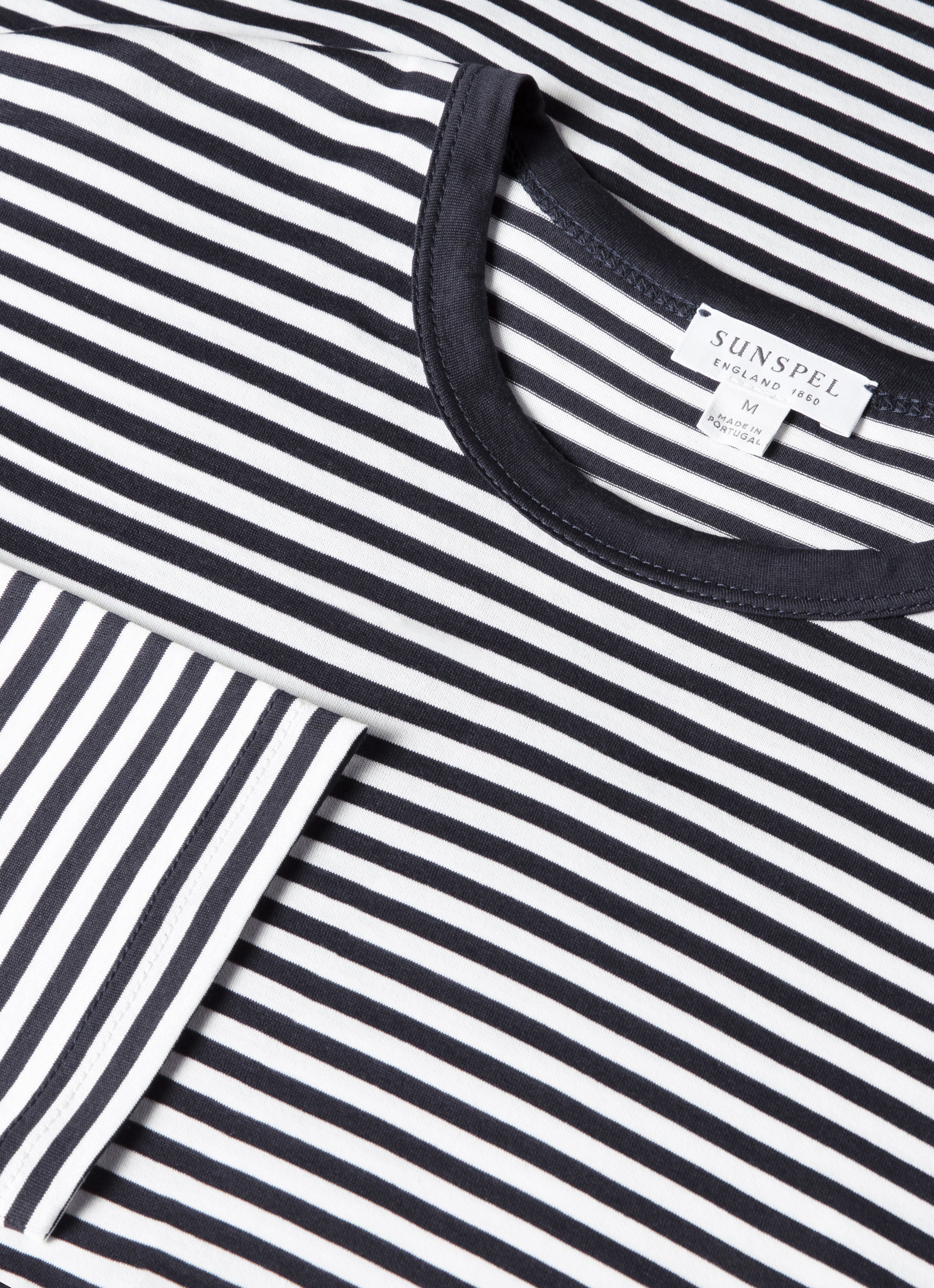 Men's Classic Long Sleeve T-shirt in Navy/White English Stripe