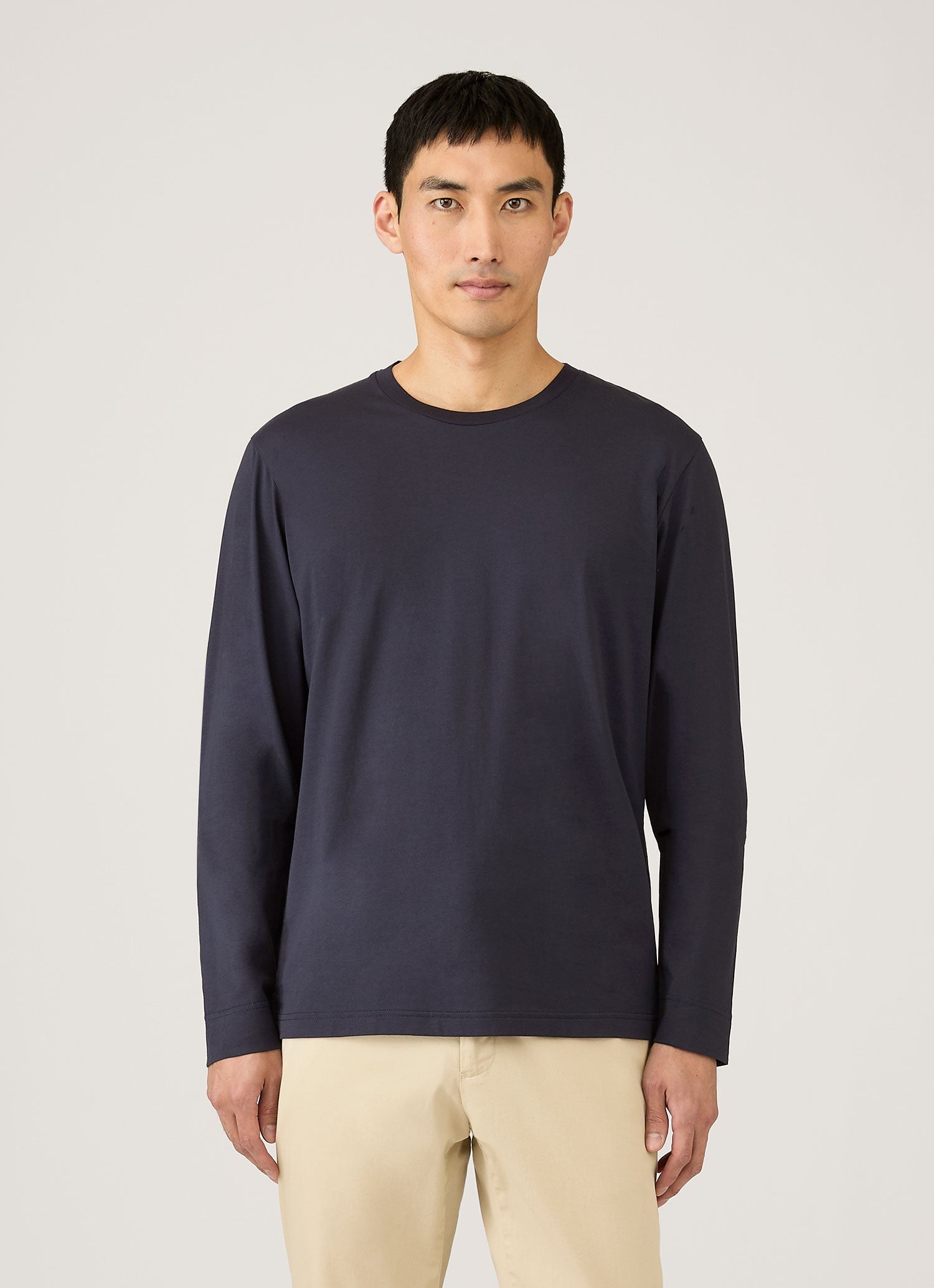 Men's Long Sleeve Riviera Midweight T?shirt in Navy