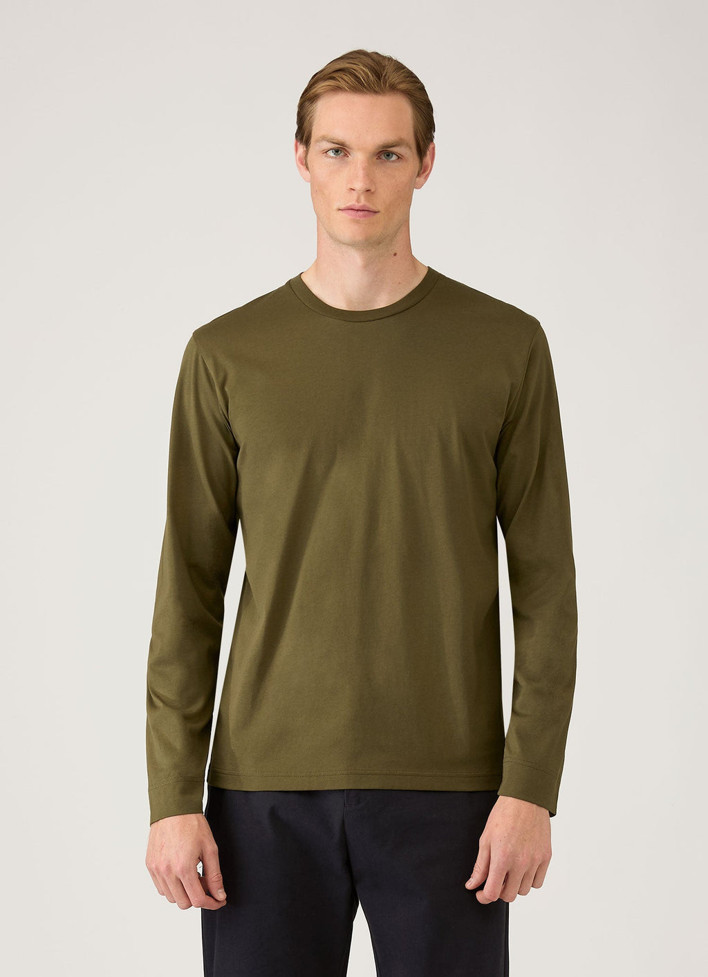 Men's Long Sleeve Riviera Midweight T?shirt in Deep Olive