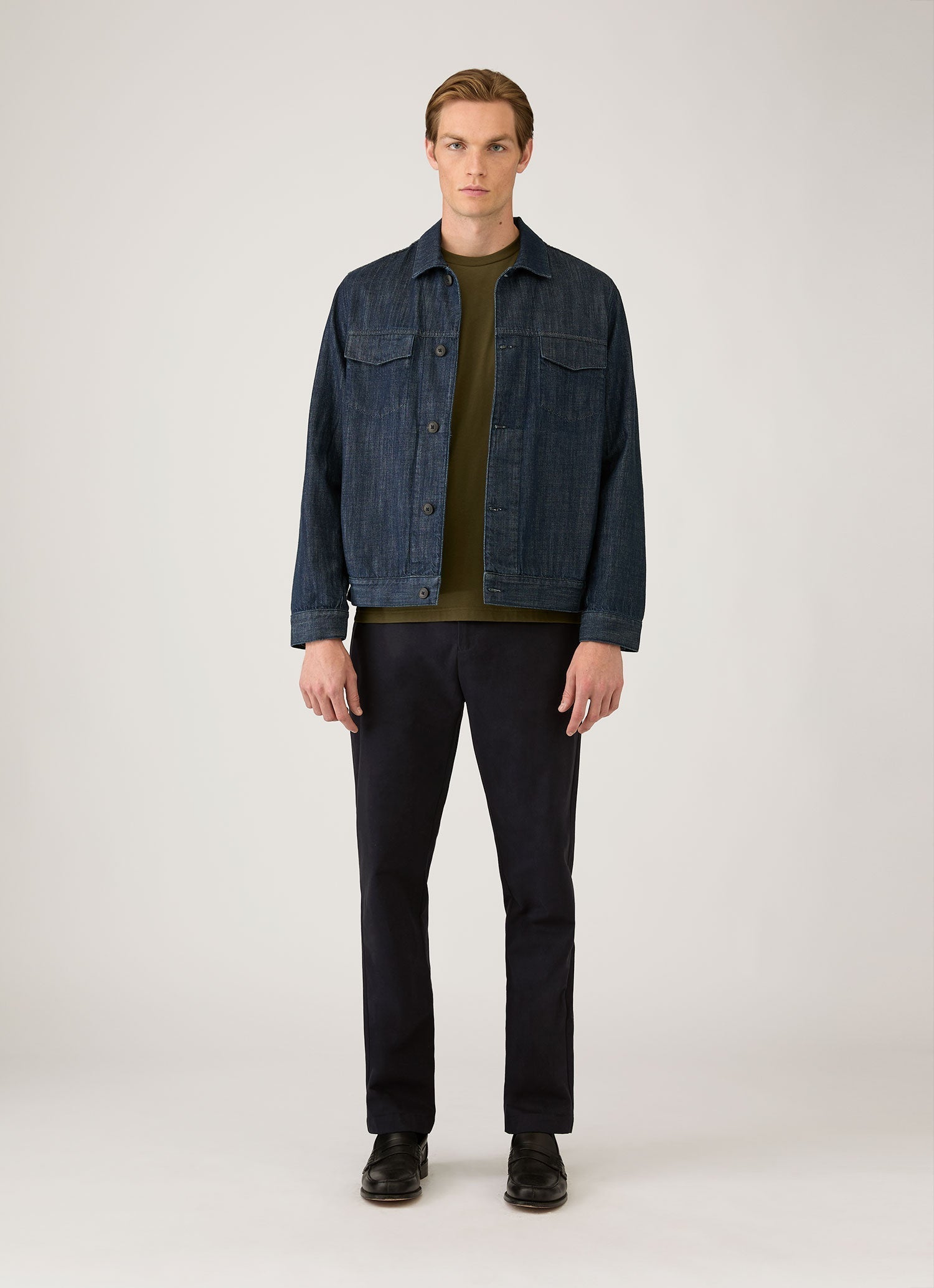 Men's Long Sleeve Riviera Midweight T?shirt in Deep Olive