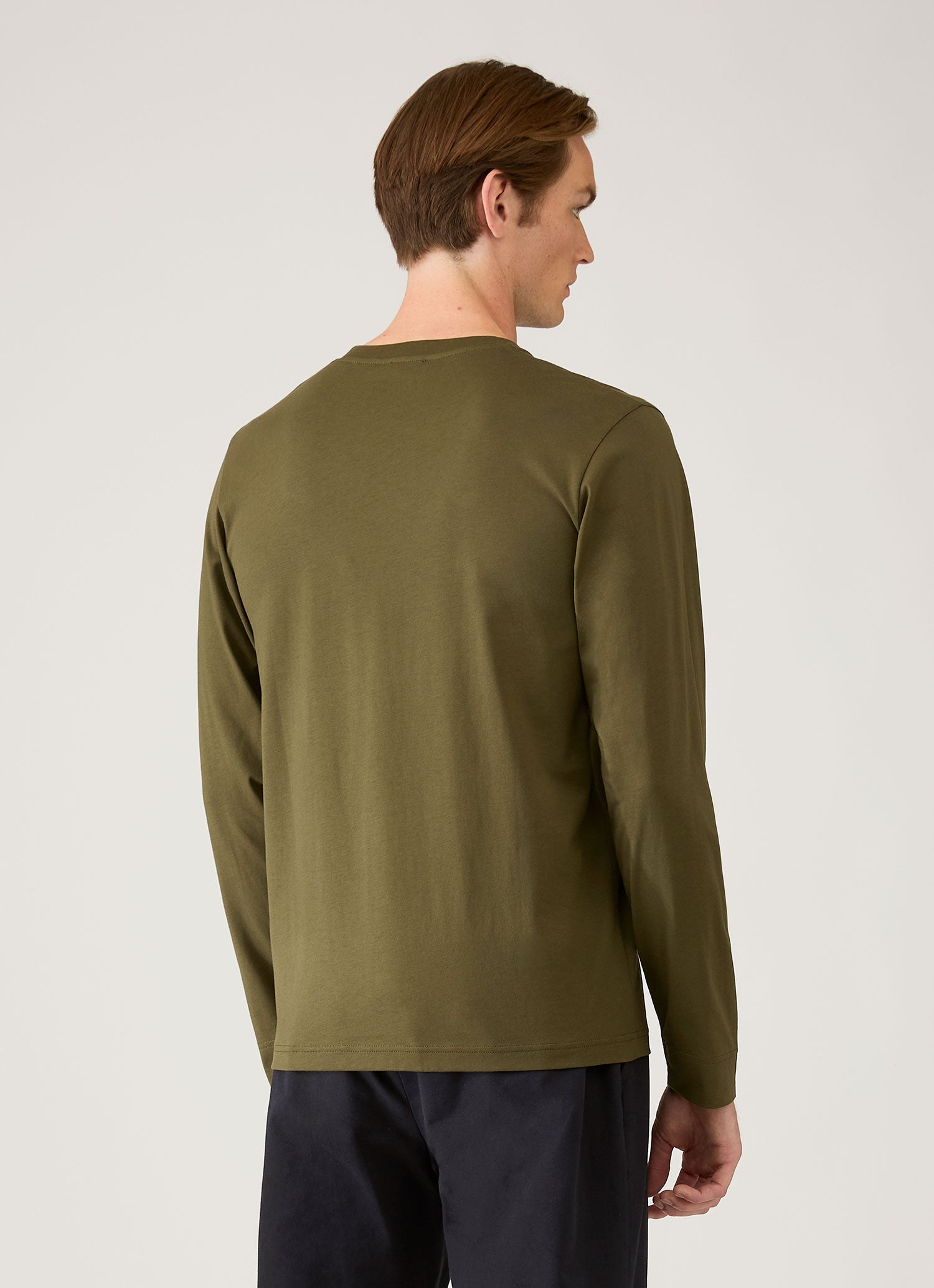 Men's Long Sleeve Riviera Midweight T?shirt in Deep Olive