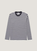 Men's Long Sleeve Heavyweight T-shirt in White/Navy