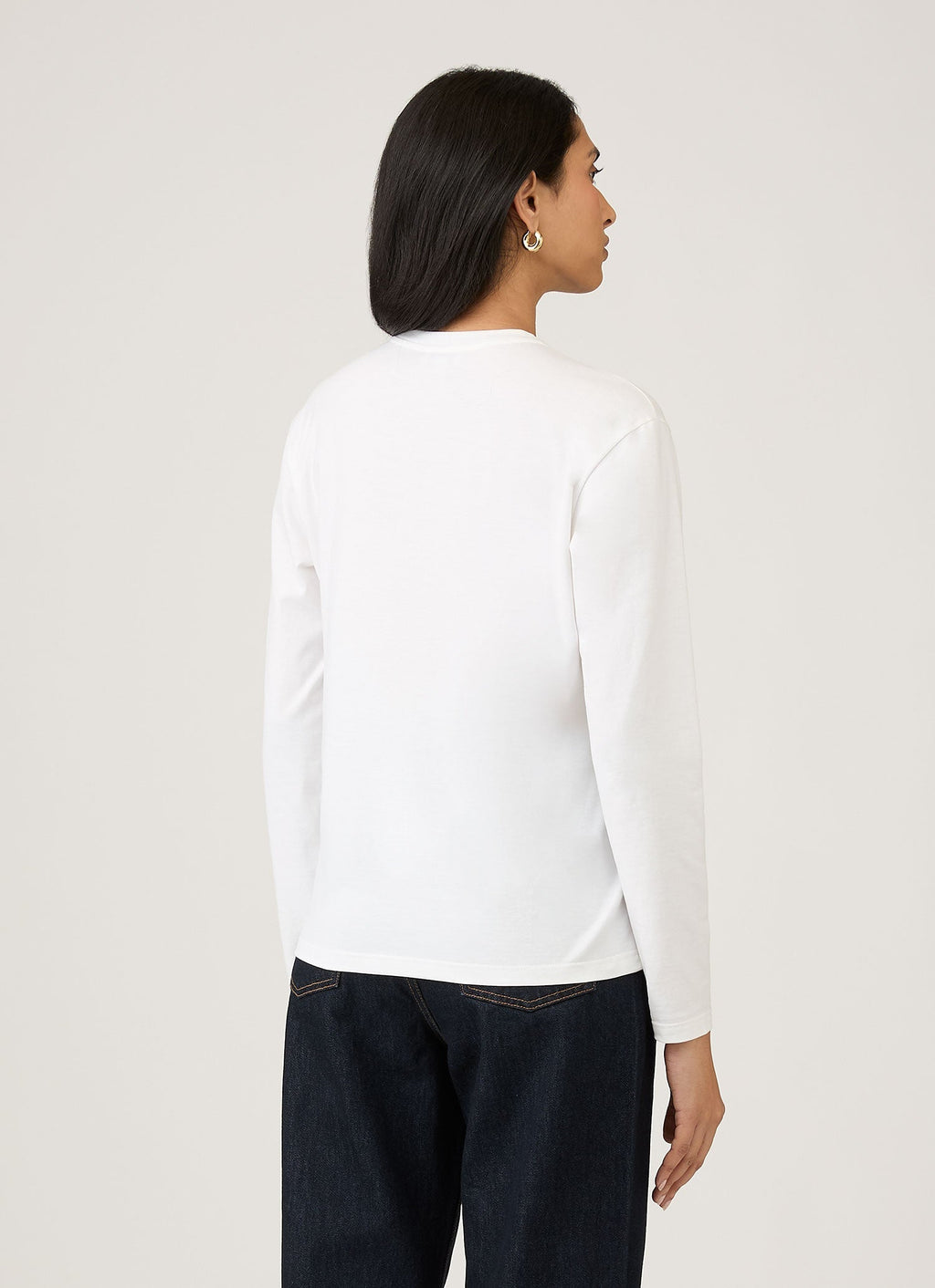 Women's Long Sleeve Boy Fit T Shirt in White