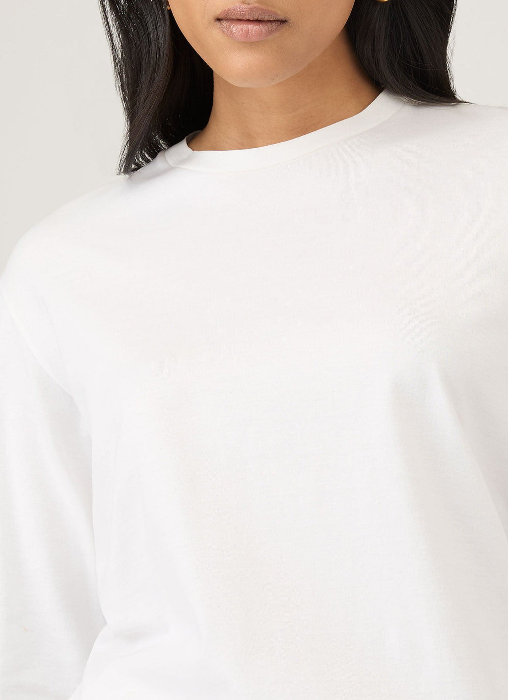 Women's Long Sleeve Boy Fit T Shirt in White