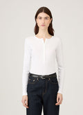 Women's Ribbed Henley in White